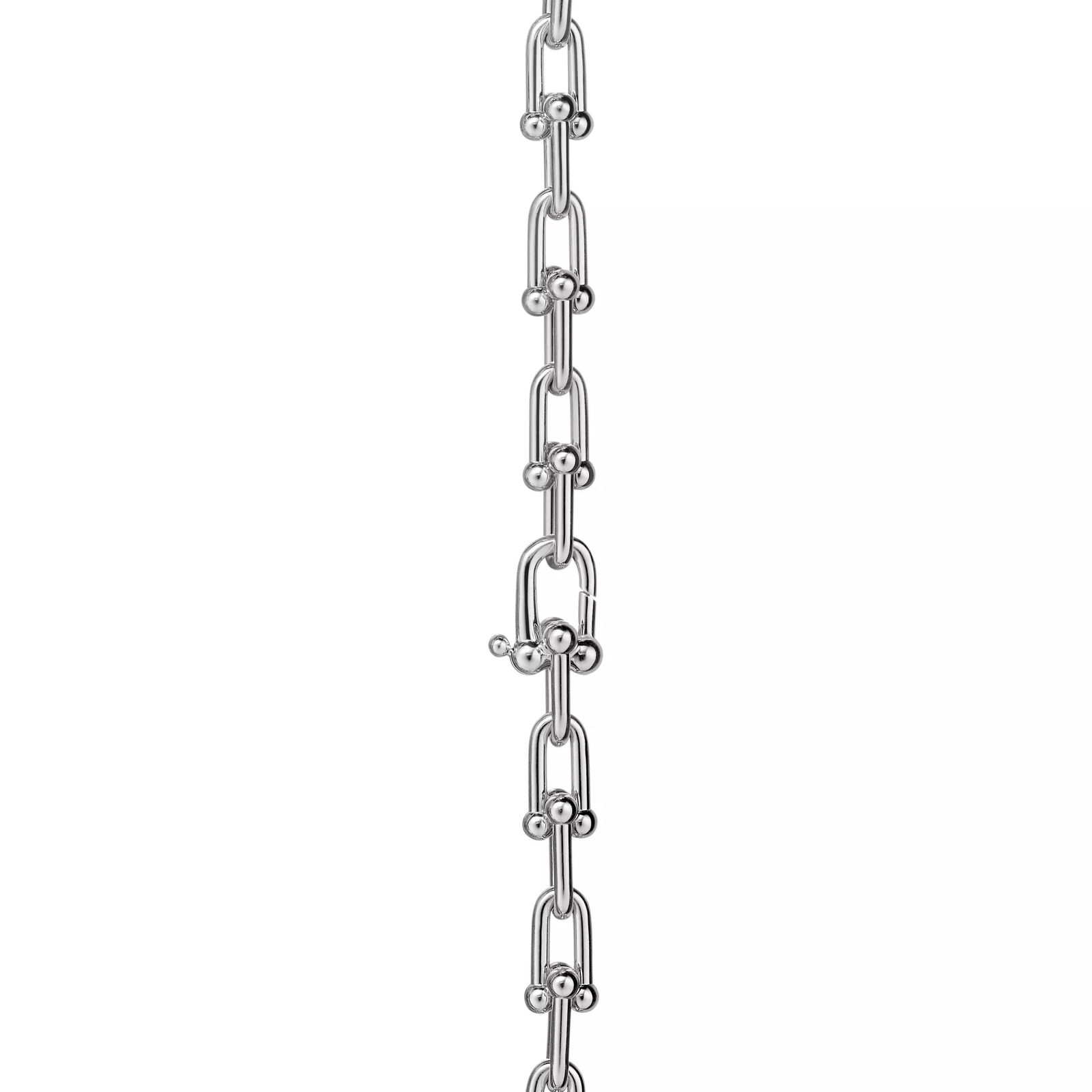 Graduated Link Necklace in White Gold with Diamonds