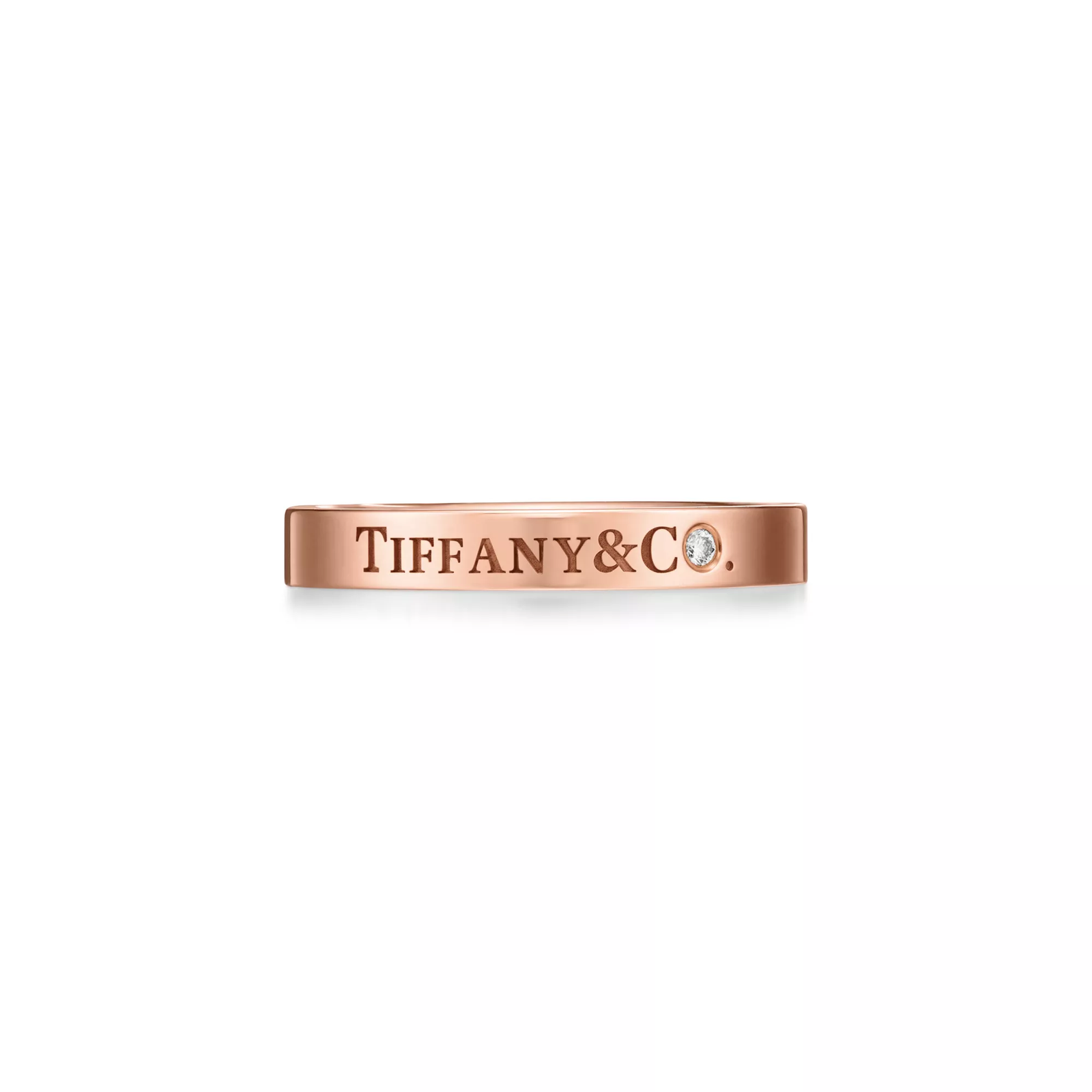 Band Ring in Rose Gold with a Diamond