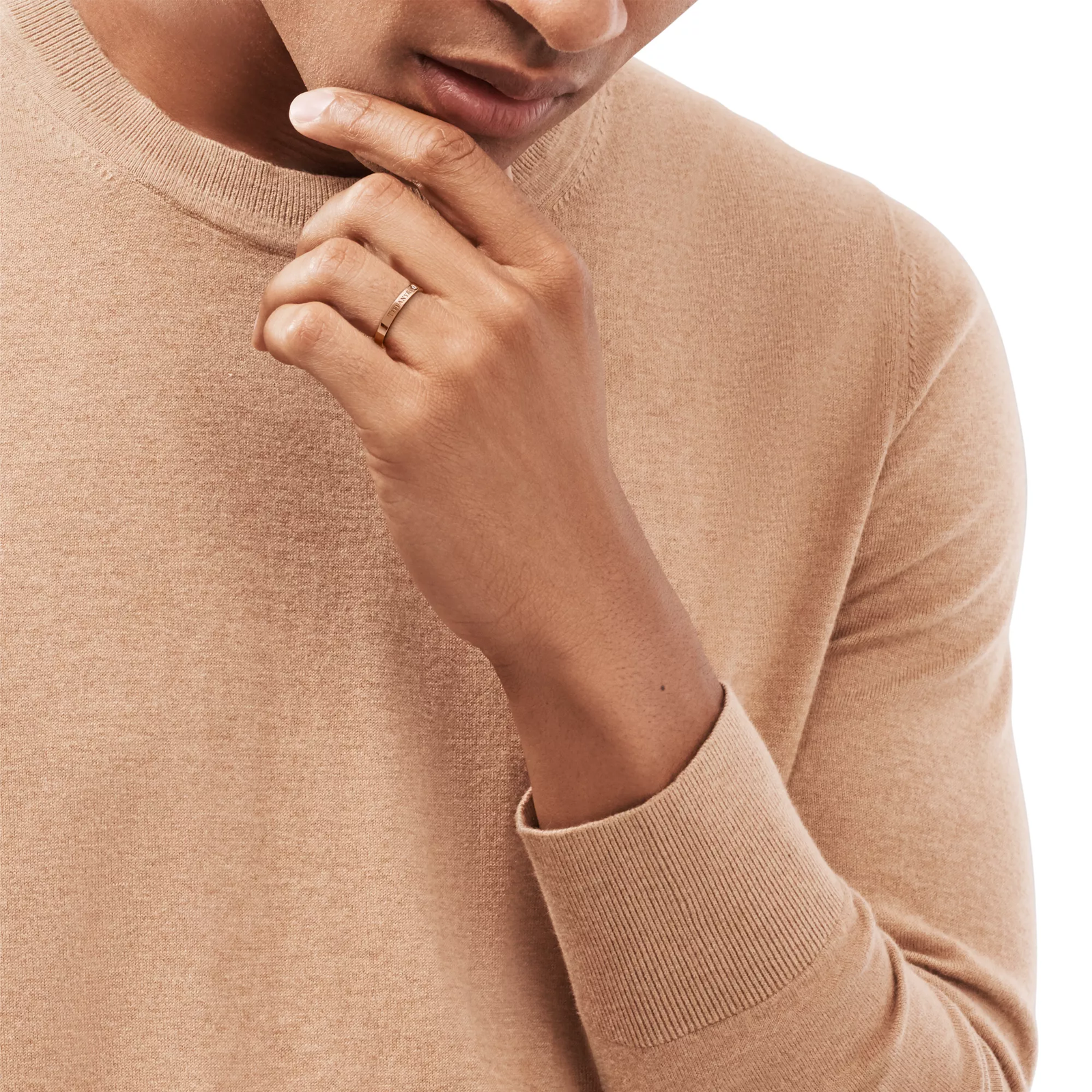Band Ring in Rose Gold with a Diamond