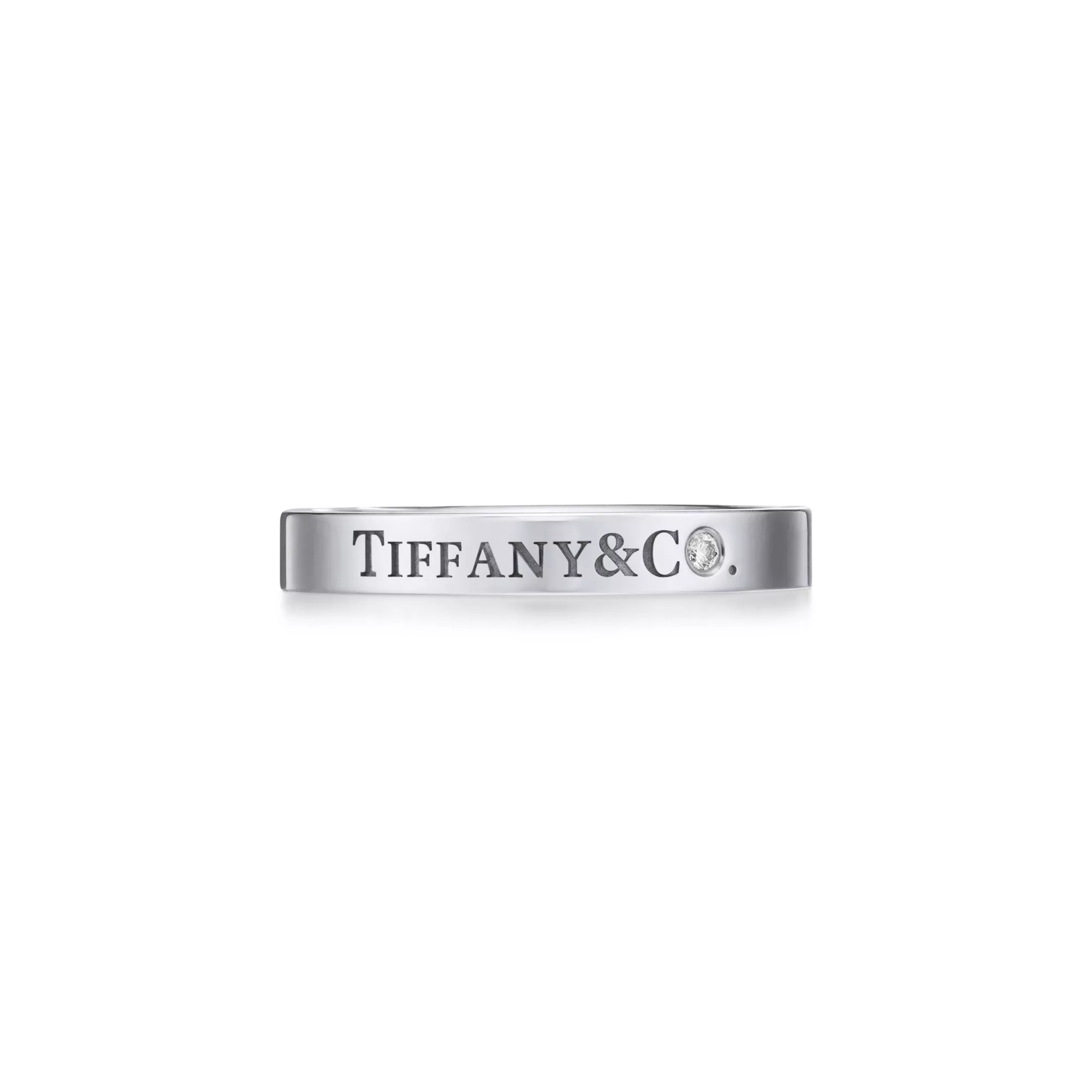Band Ring in Platinum with a Diamond