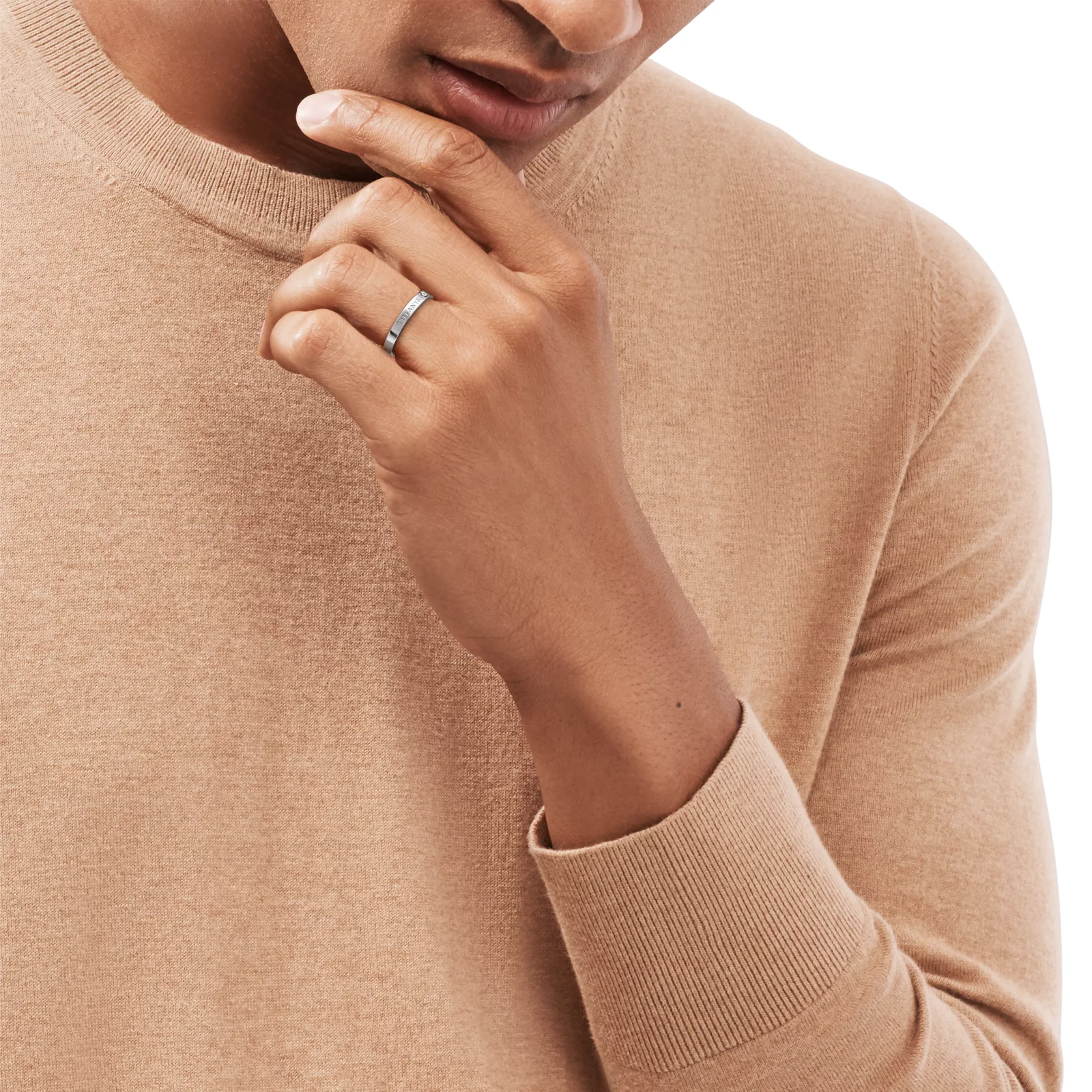 Band Ring in Platinum with a Diamond