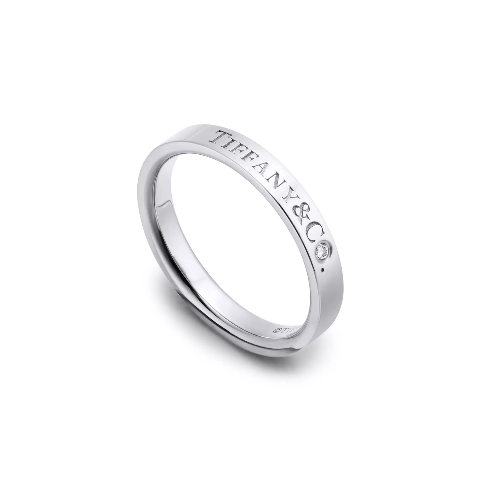 Band Ring in Platinum with a Diamond
