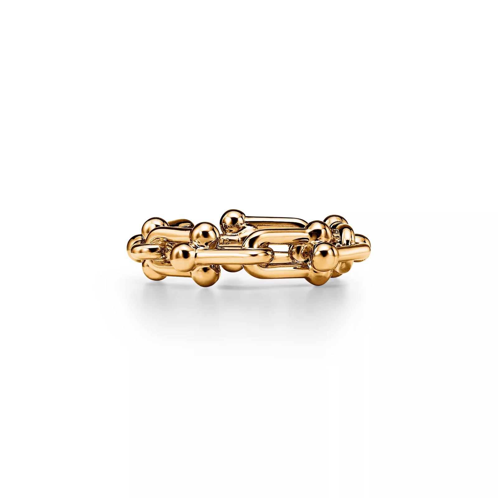 Small Link Ring in Yellow Gold with Diamonds