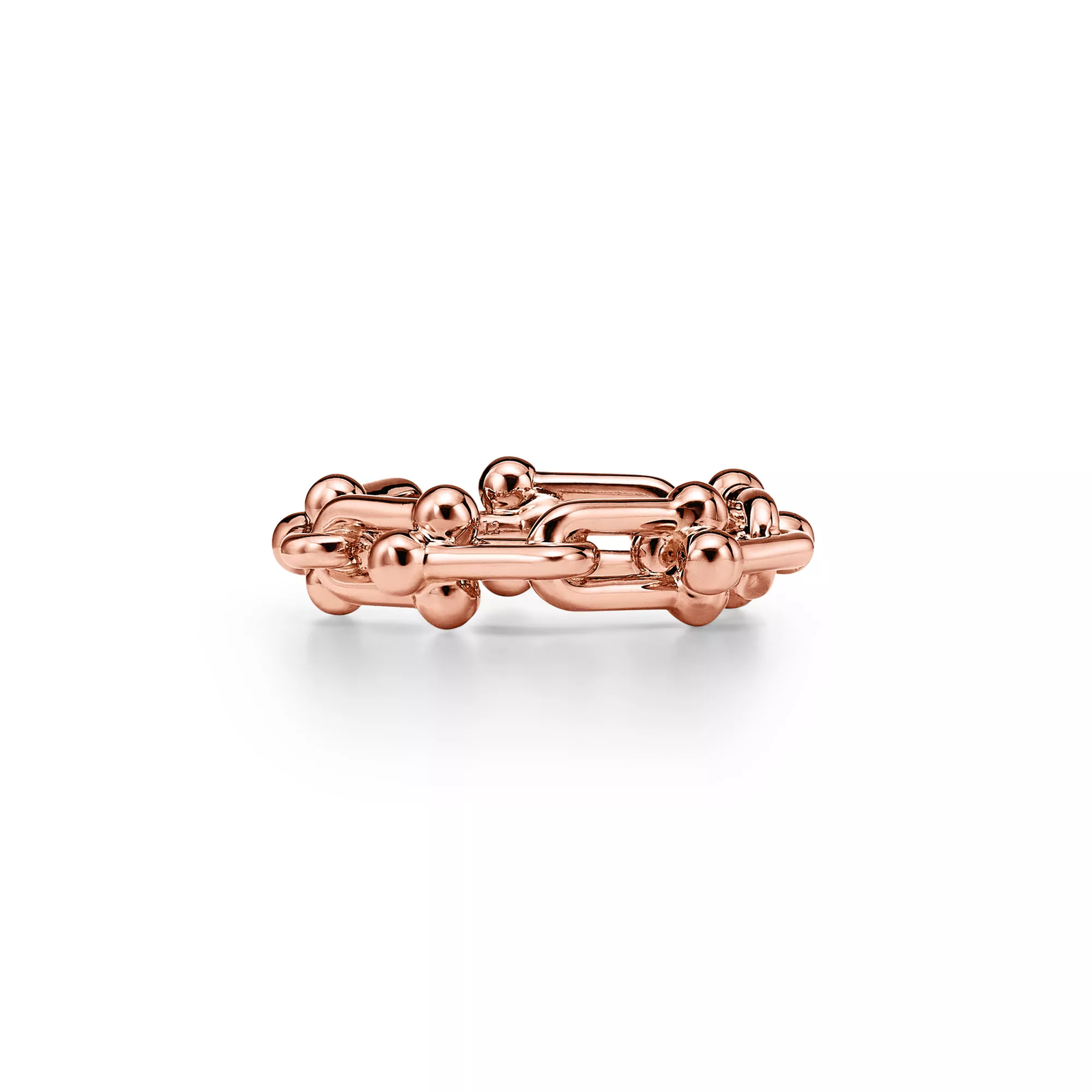 Small Link Ring in Rose Gold with Diamonds