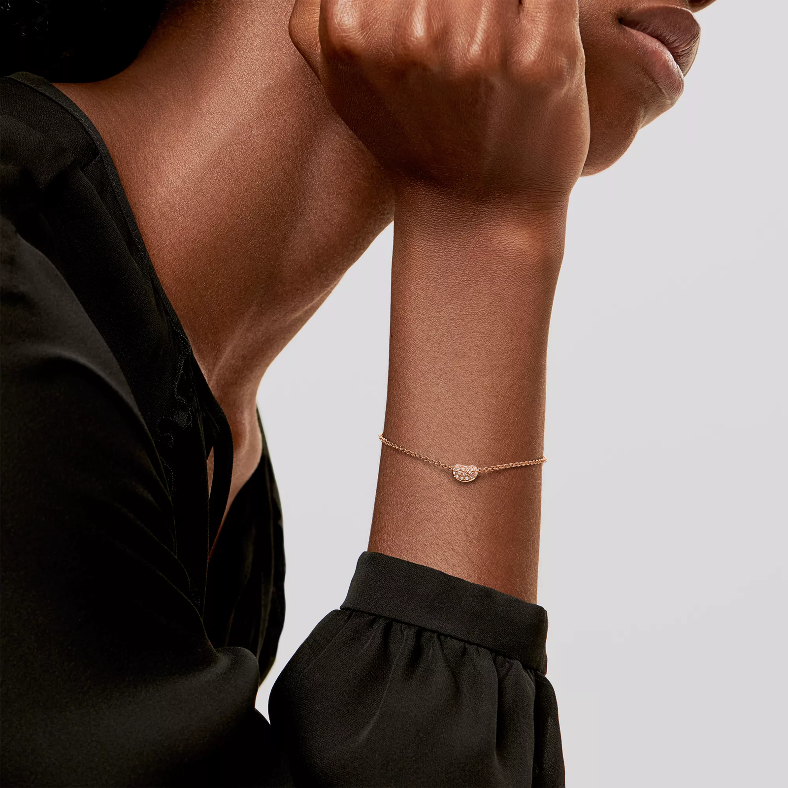 Bean design Bracelet in Rose Gold with Diamonds