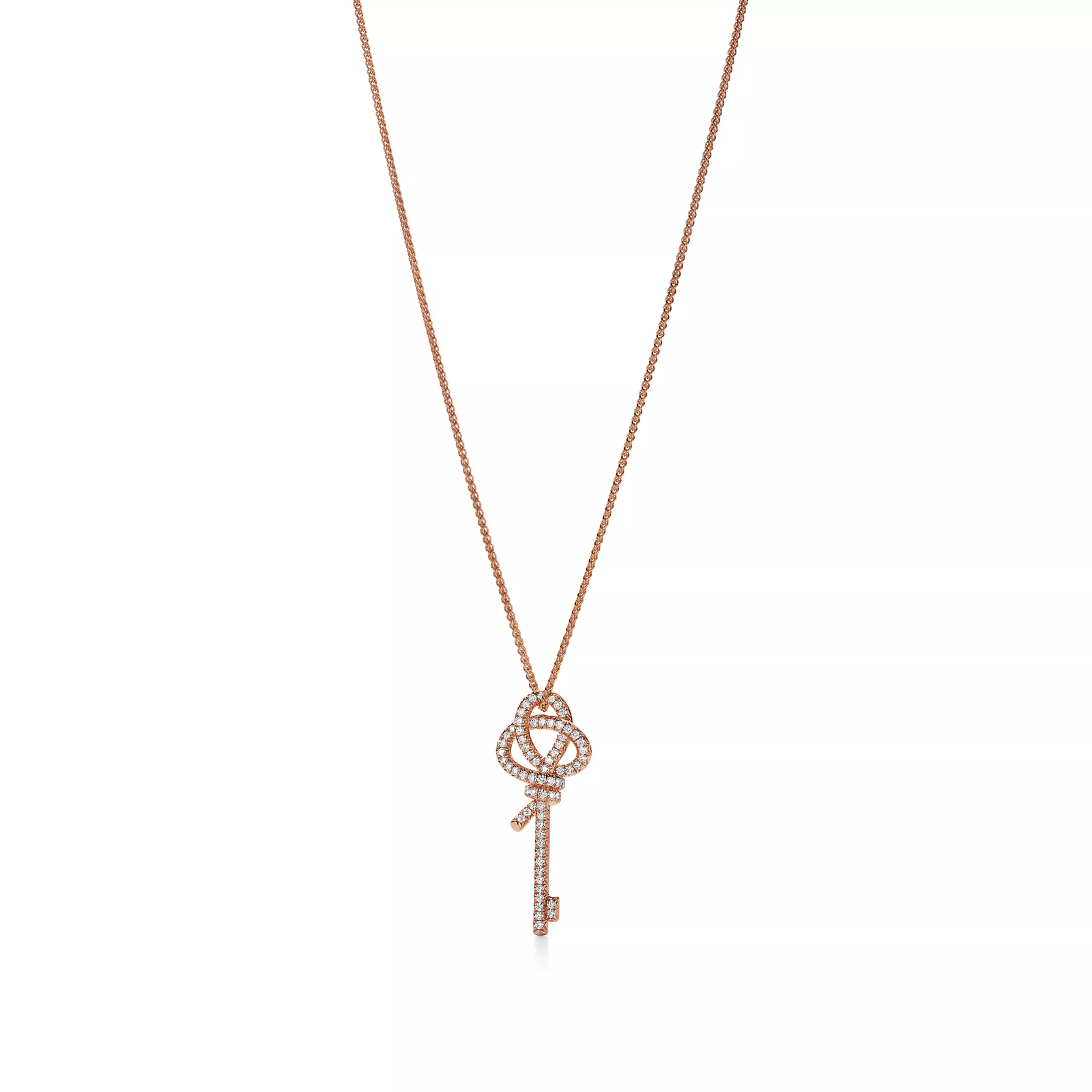 Large Key Pendant in Rose Gold with Diamonds