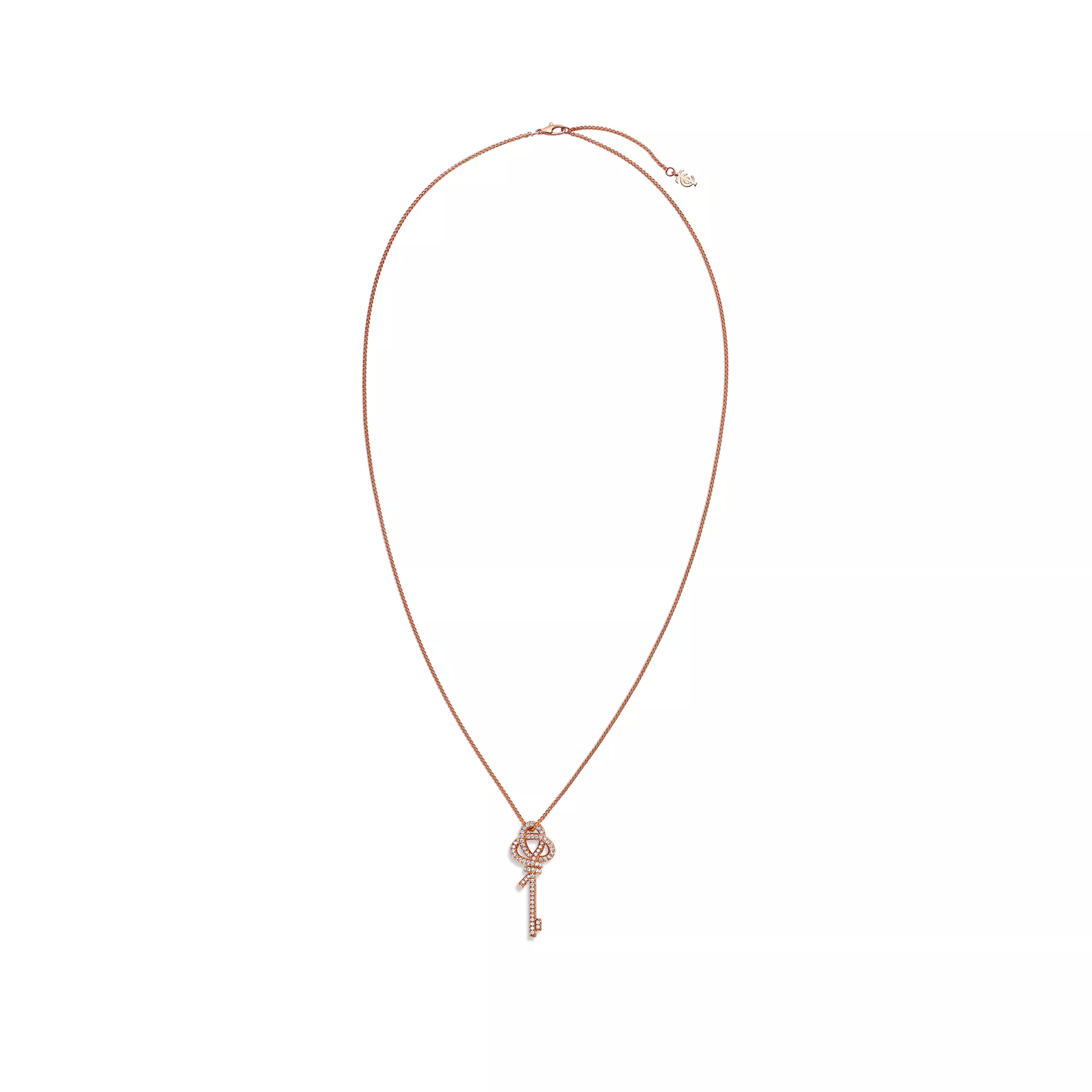 Large Key Pendant in Rose Gold with Diamonds