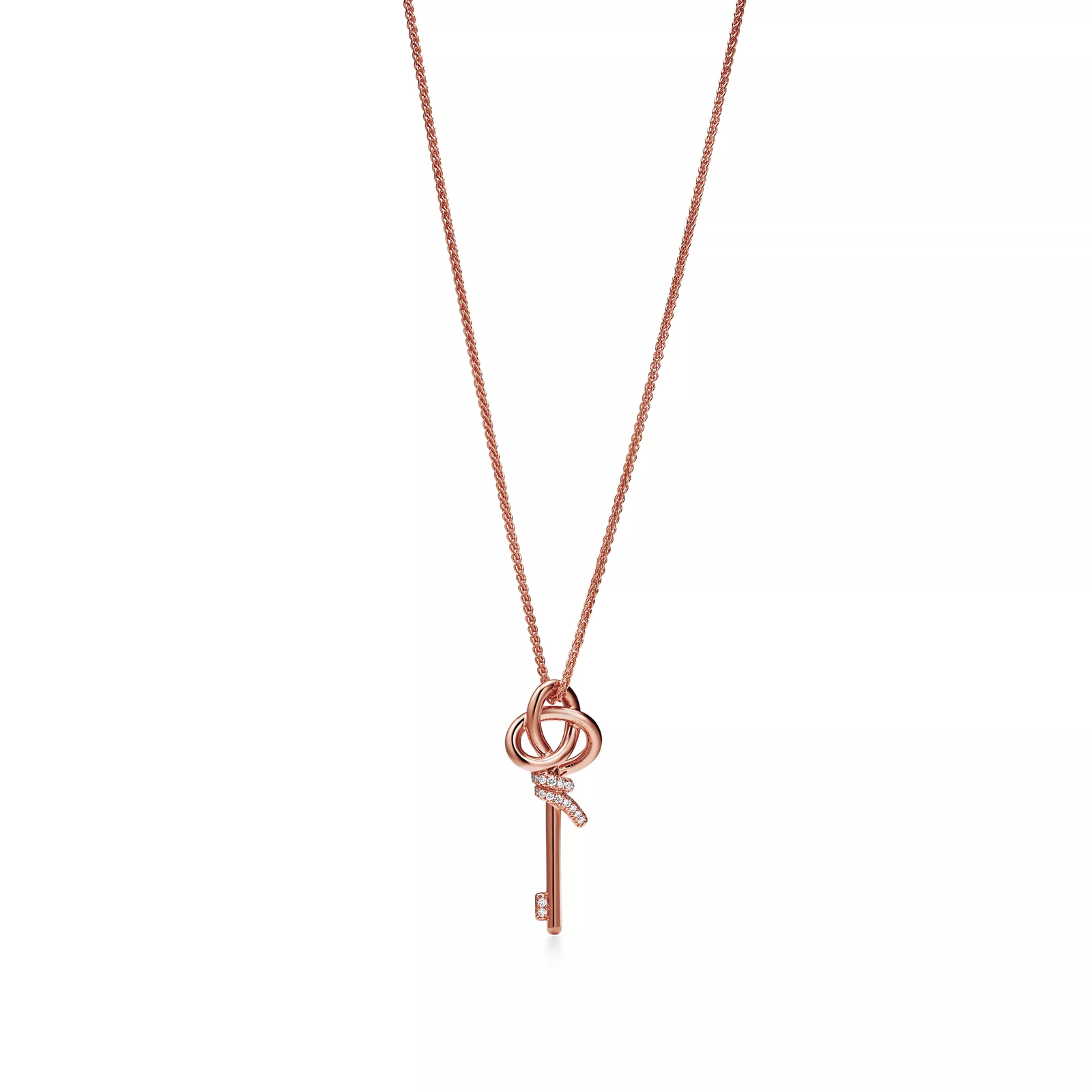 Medium Key Pendant in Rose Gold with Diamonds