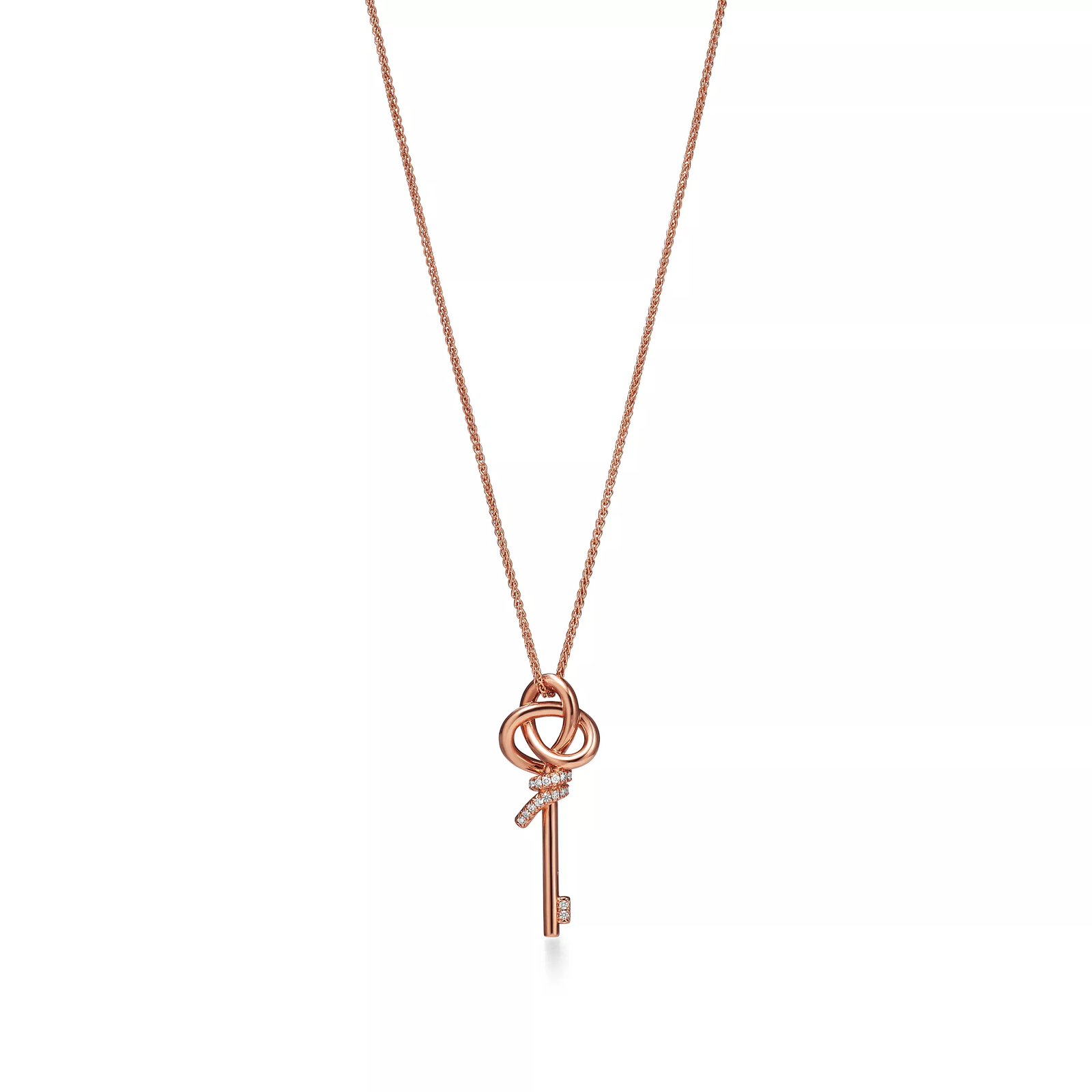 Small Key Pendant in Rose Gold with Diamonds