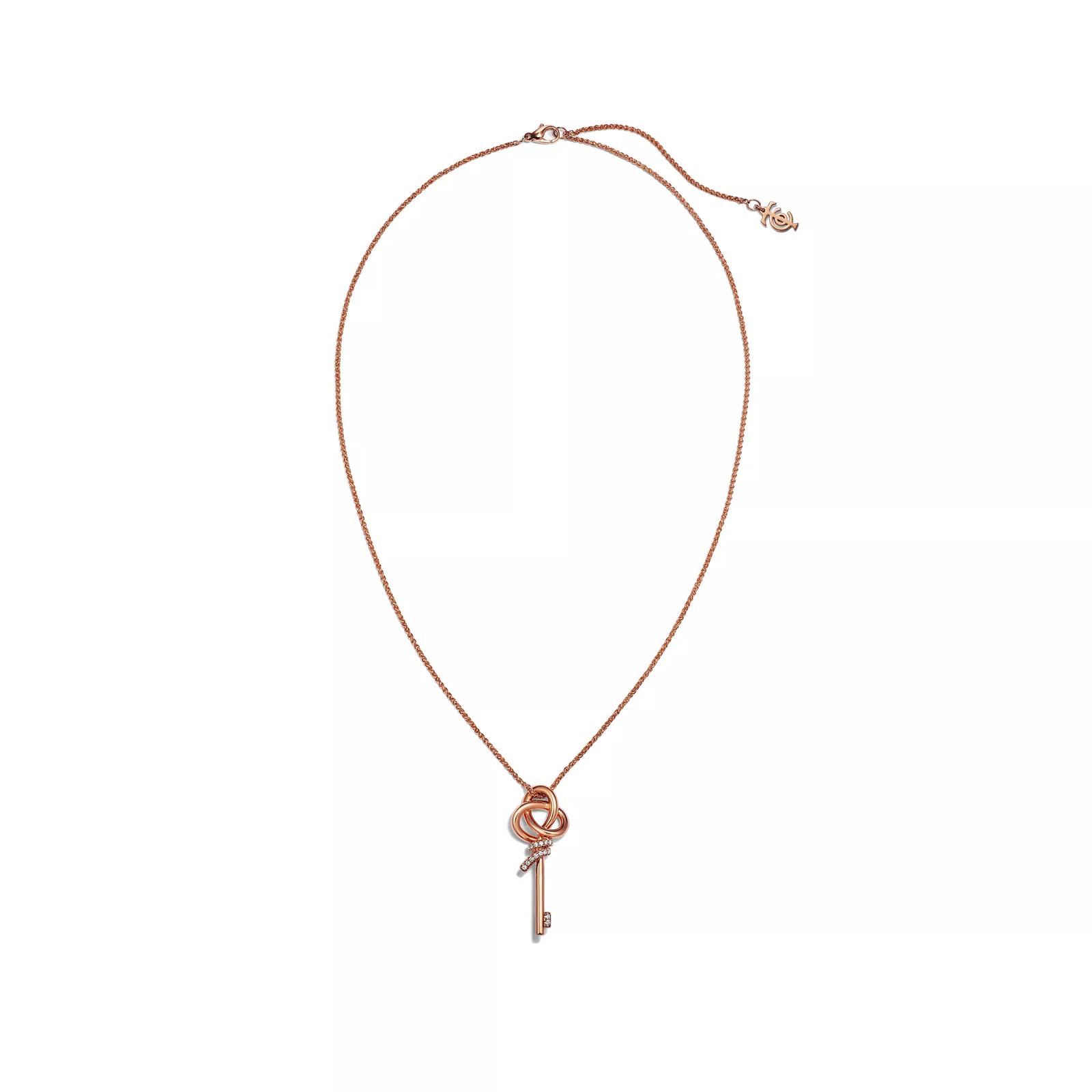 Small Key Pendant in Rose Gold with Diamonds