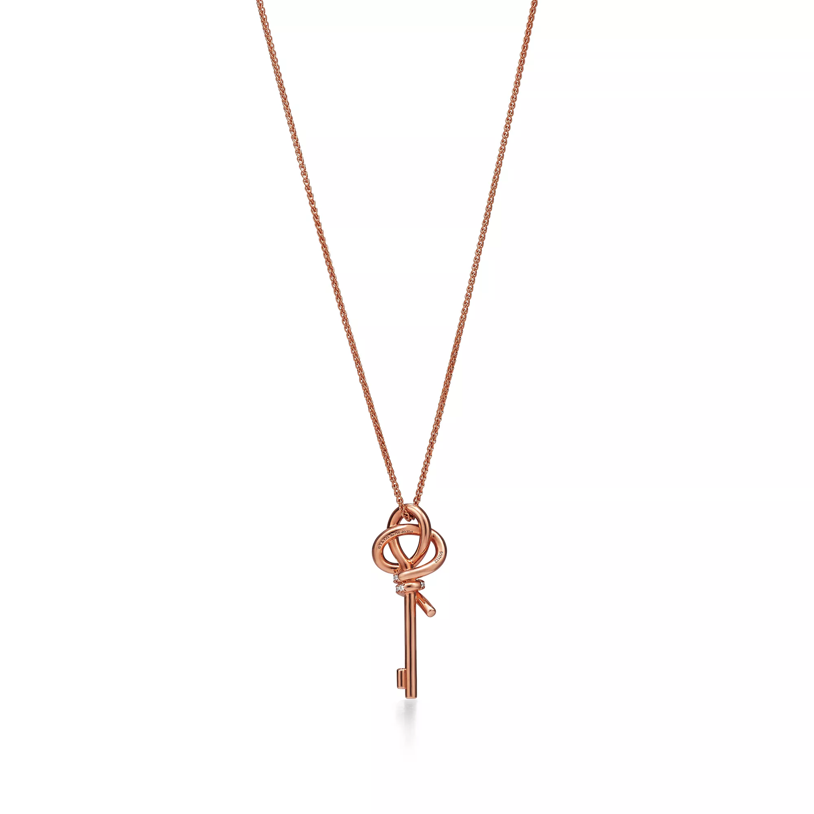 Small Key Pendant in Rose Gold with Diamonds