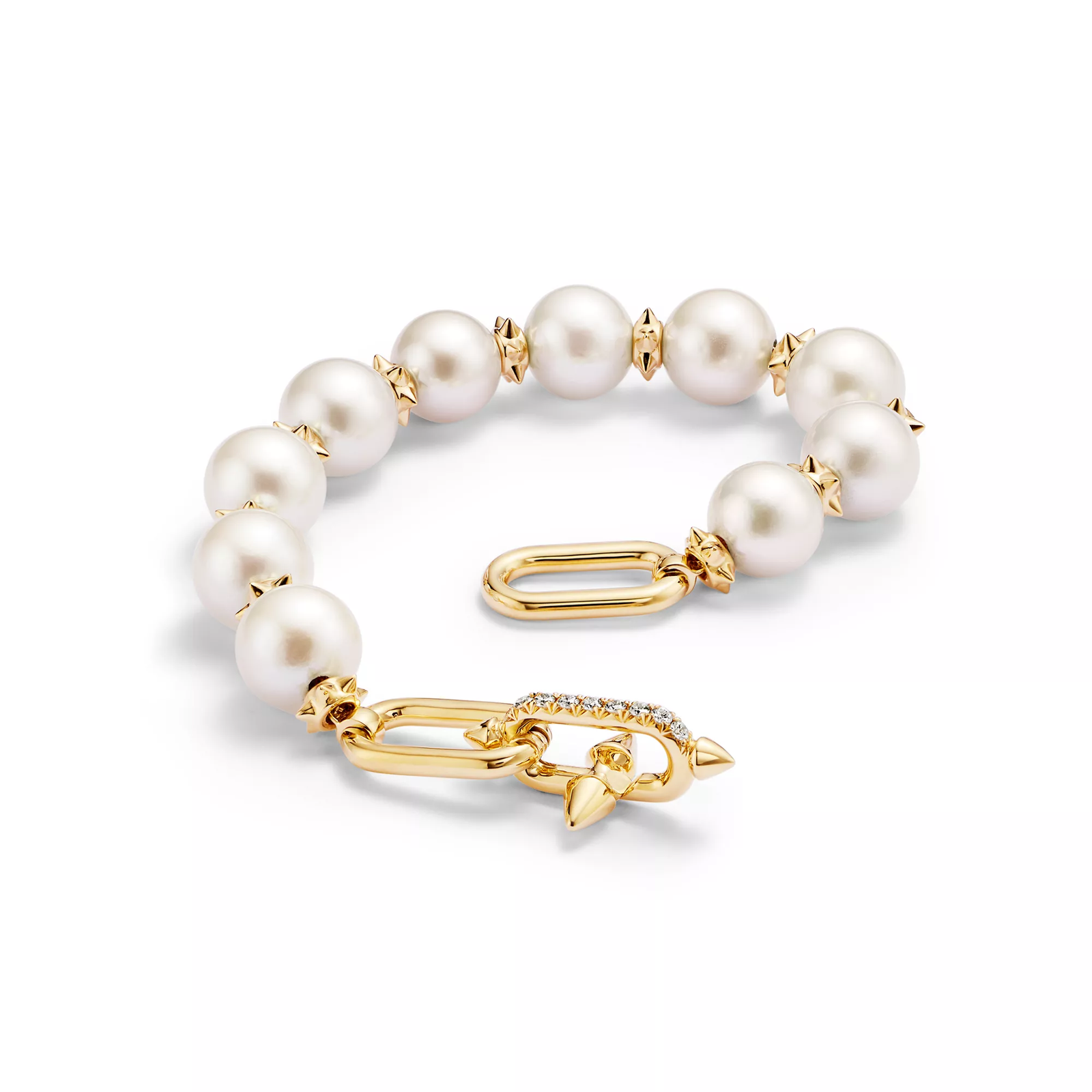 Pearl Bracelet in Yellow Gold with Diamonds