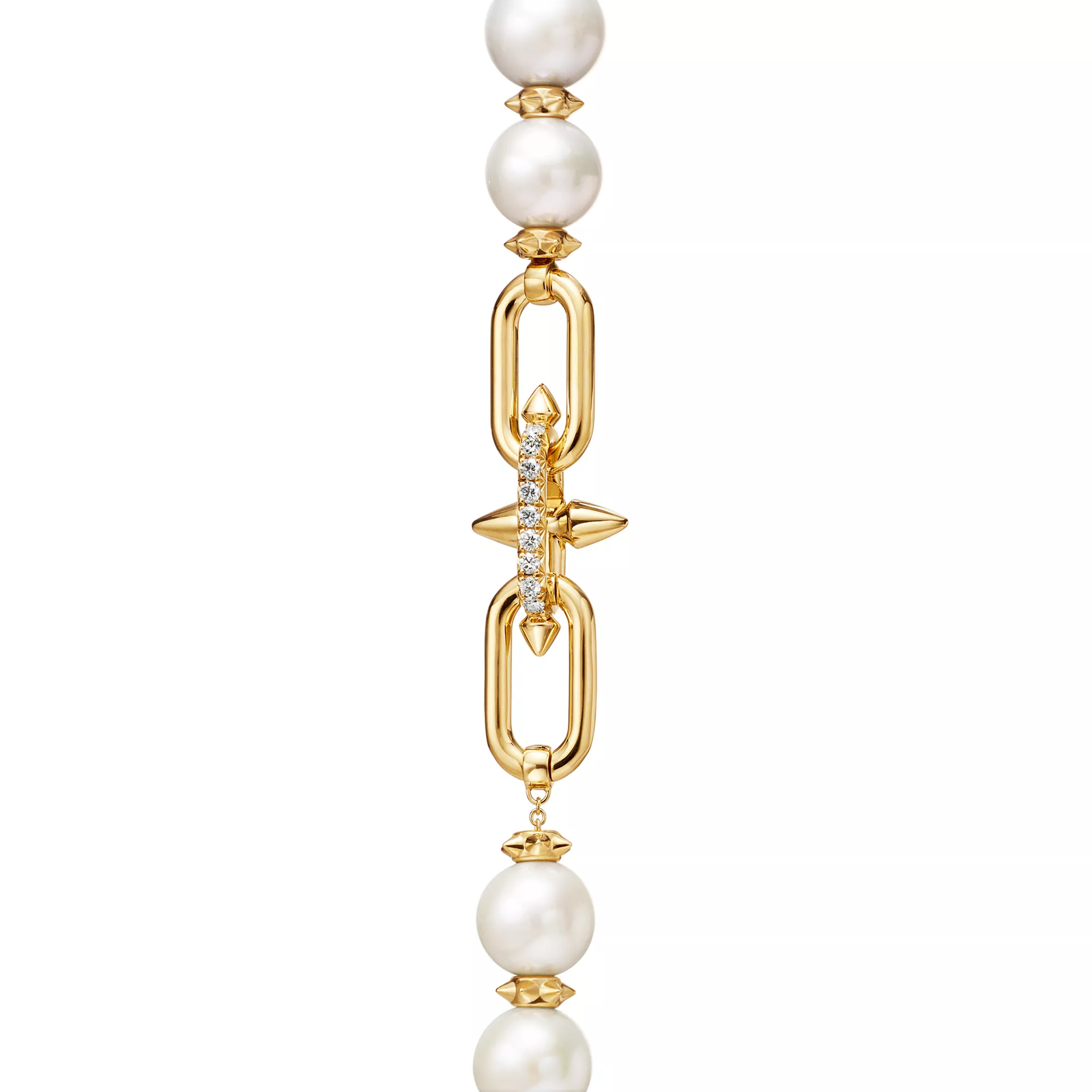 Pearl Bracelet in Yellow Gold with Diamonds