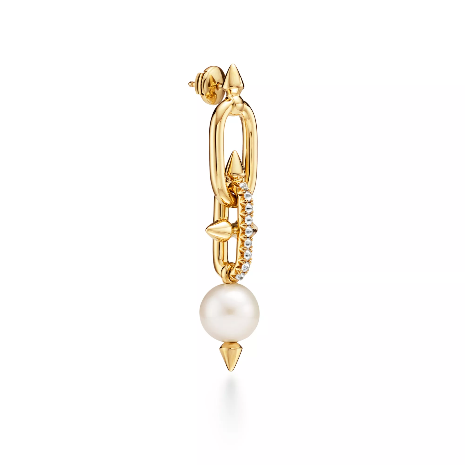 Pearl Earrings in Yellow Gold with Diamonds