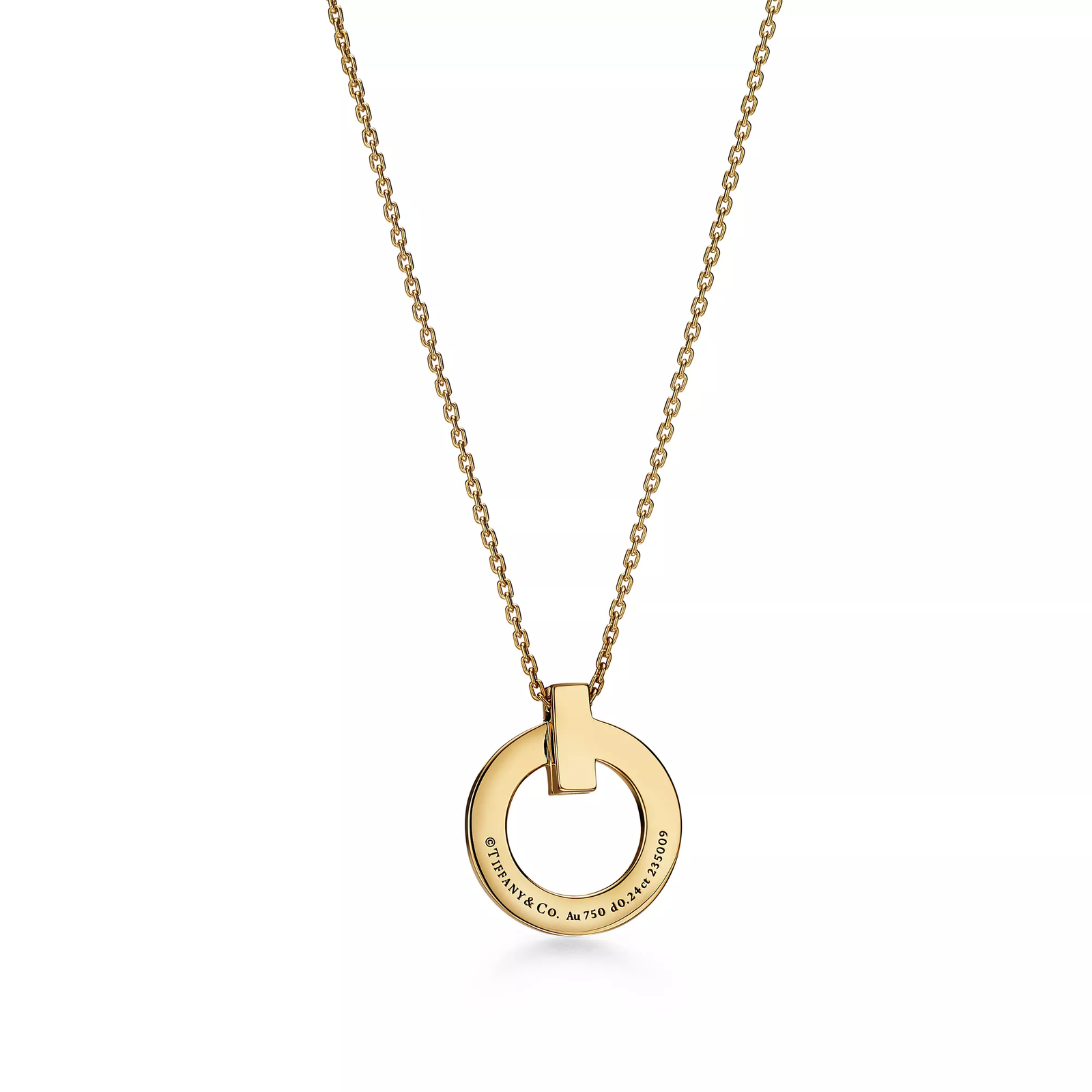 T1 Narrow Circle Pendant in Yellow Gold with Pave Diamonds