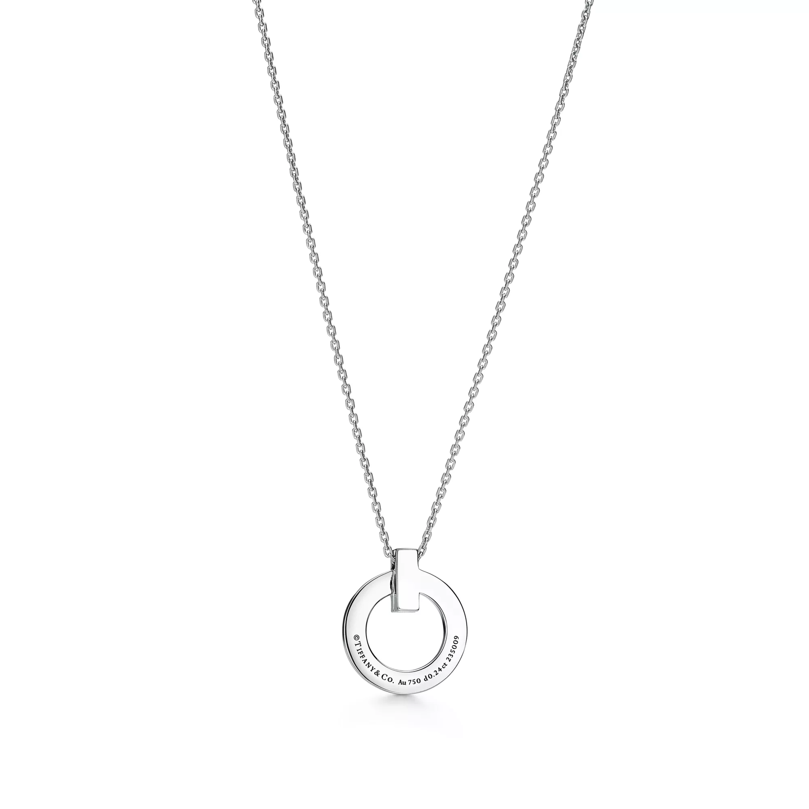 T1 Narrow Circle Pendant in White Gold with Pave Diamonds