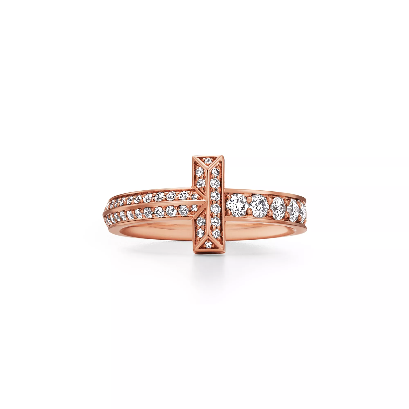 T1 Narrow Ring in Rose Gold with Diamonds
