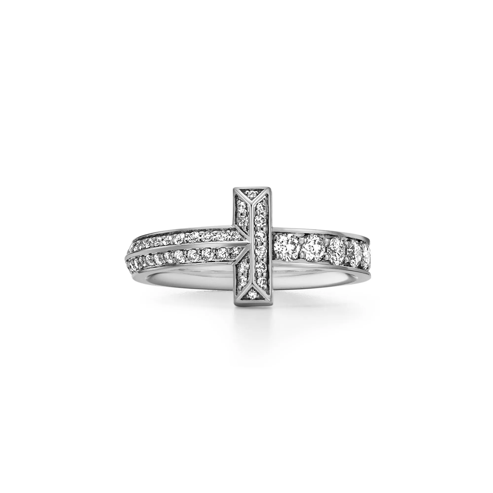 T1 Narrow Ring in White Gold with Diamonds