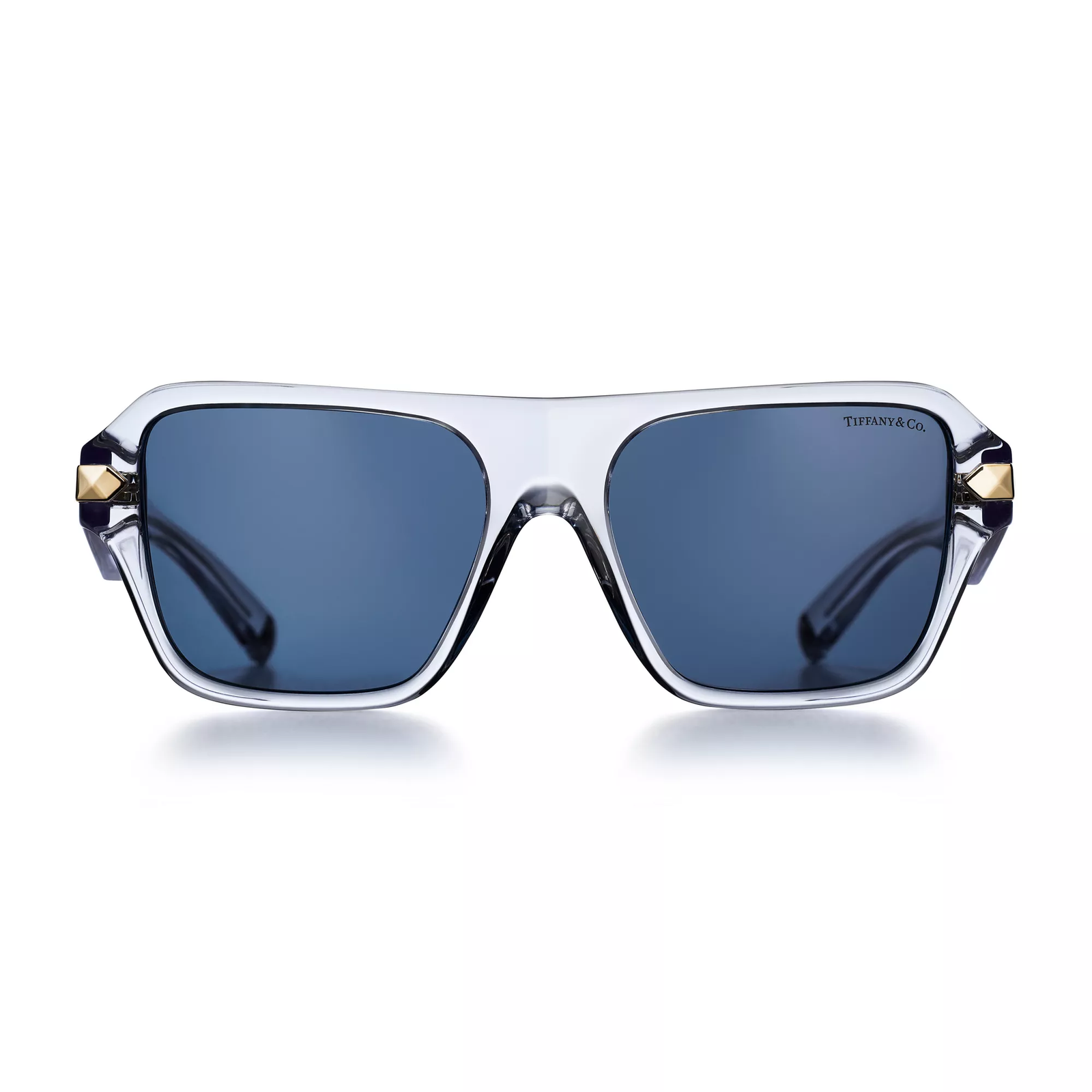 Sunglasses in Clear Acetate with Dark Blue Lenses