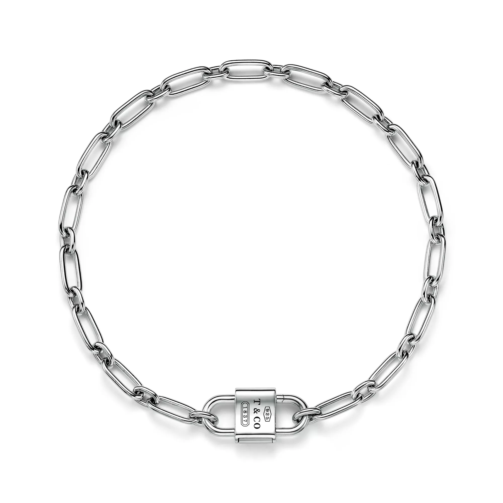 Large Double Lock Necklace in Sterling Silver