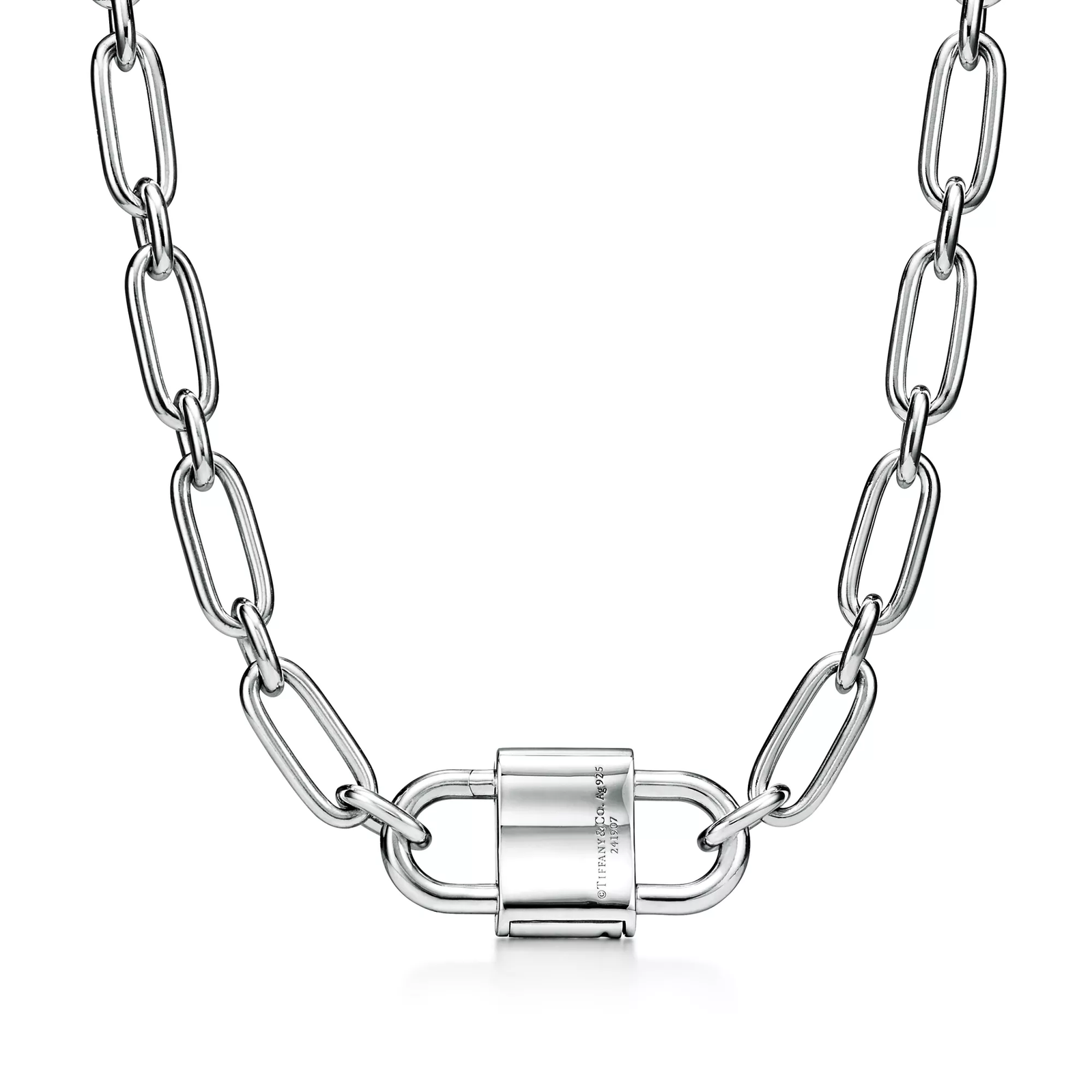 Large Double Lock Necklace in Sterling Silver