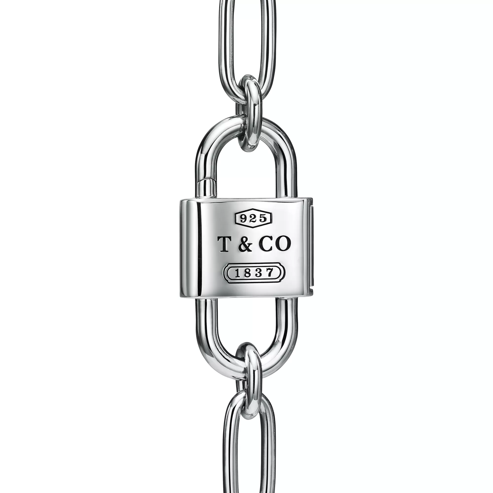 Large Double Lock Necklace in Sterling Silver