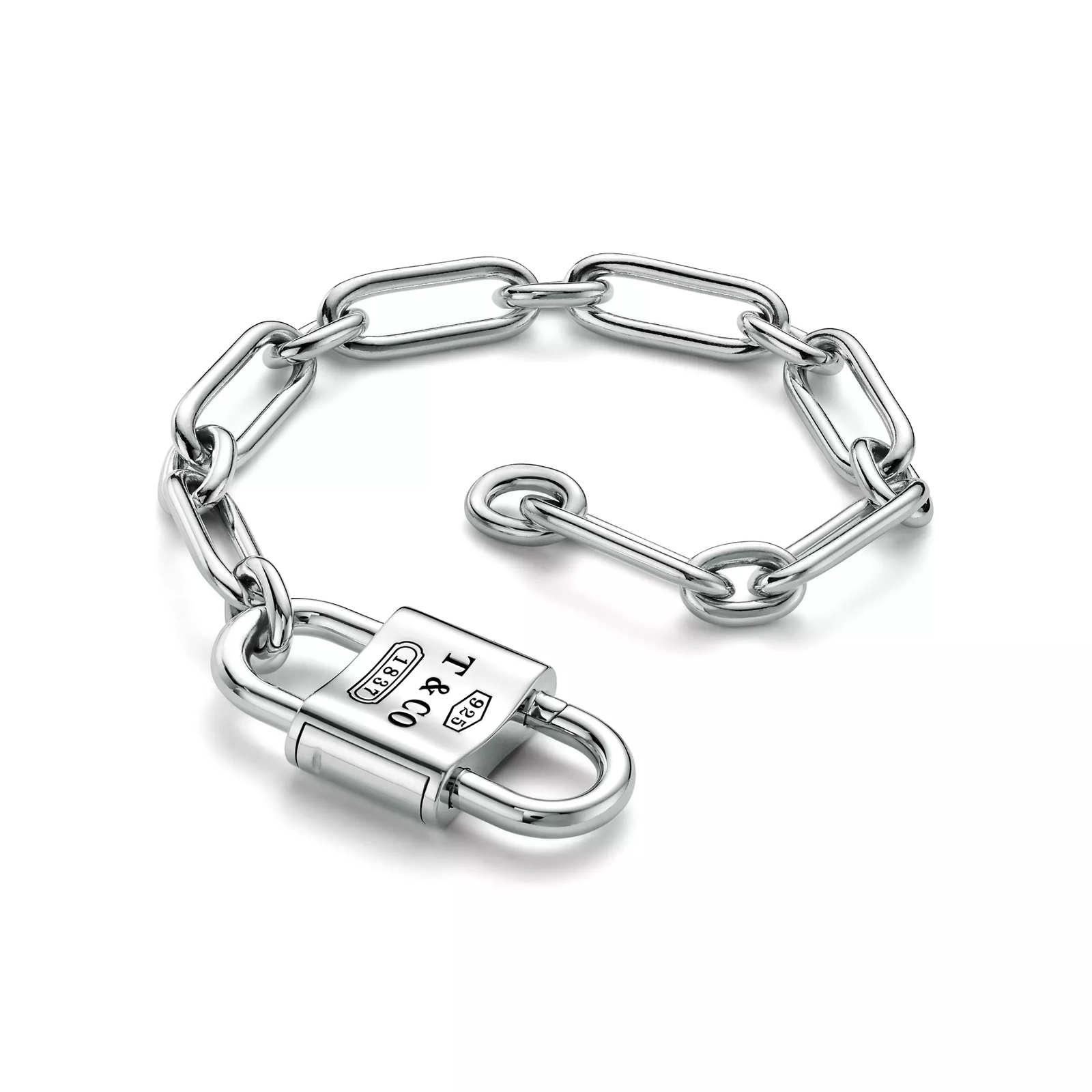 Large Double Lock Bracelet in Sterling Silver