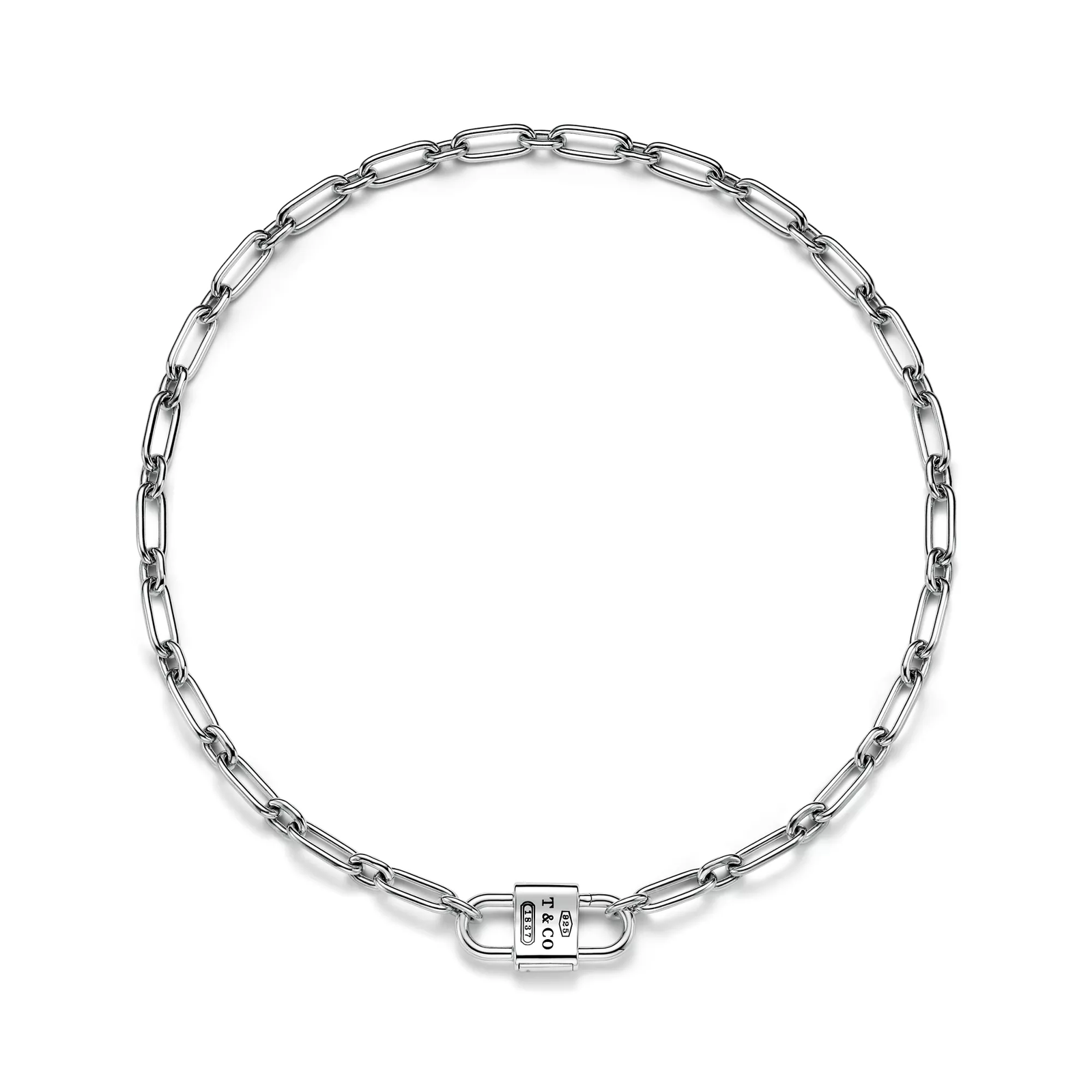 Medium Double Lock Necklace in Sterling Silver.
