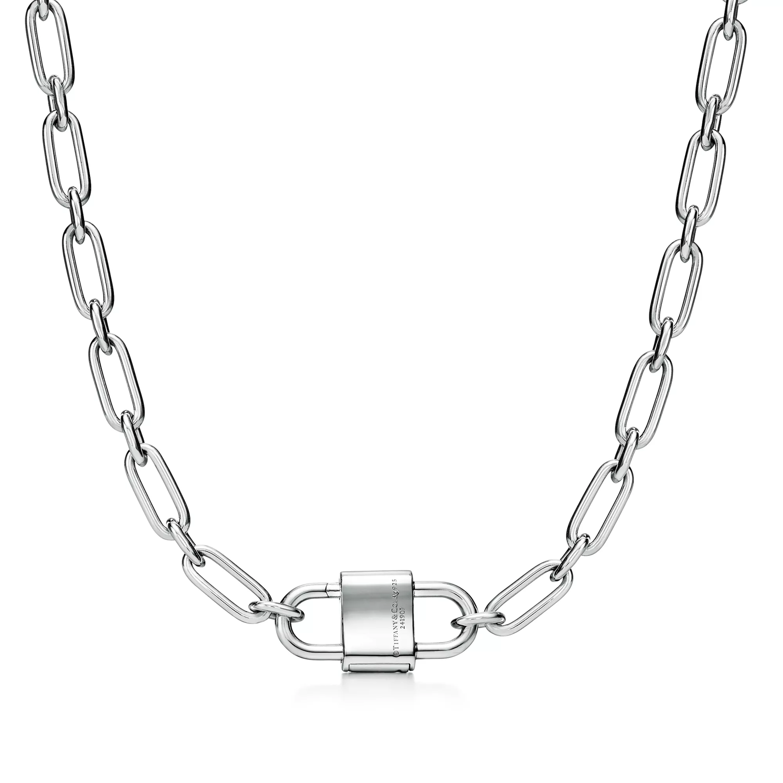 Medium Double Lock Necklace in Sterling Silver.