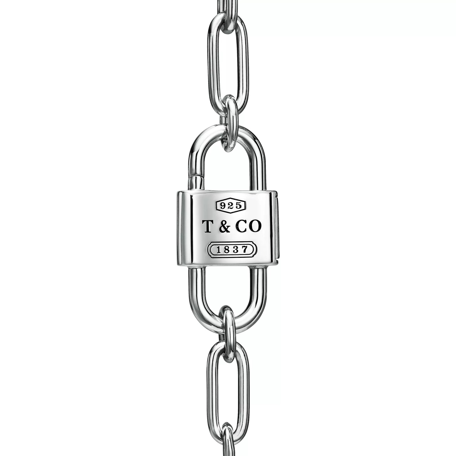 Medium Double Lock Necklace in Sterling Silver.