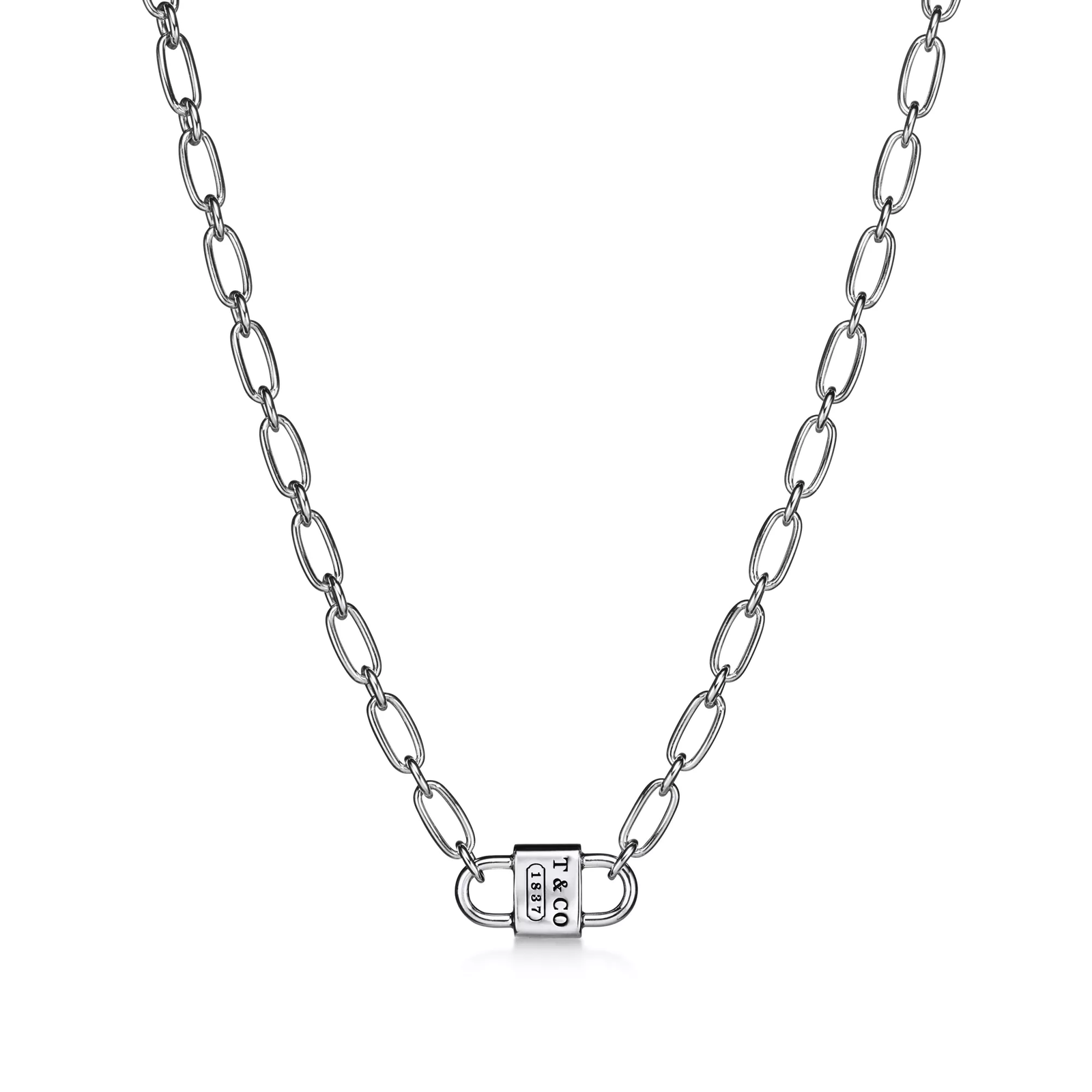 Small Double Lock Necklace in Sterling Silver