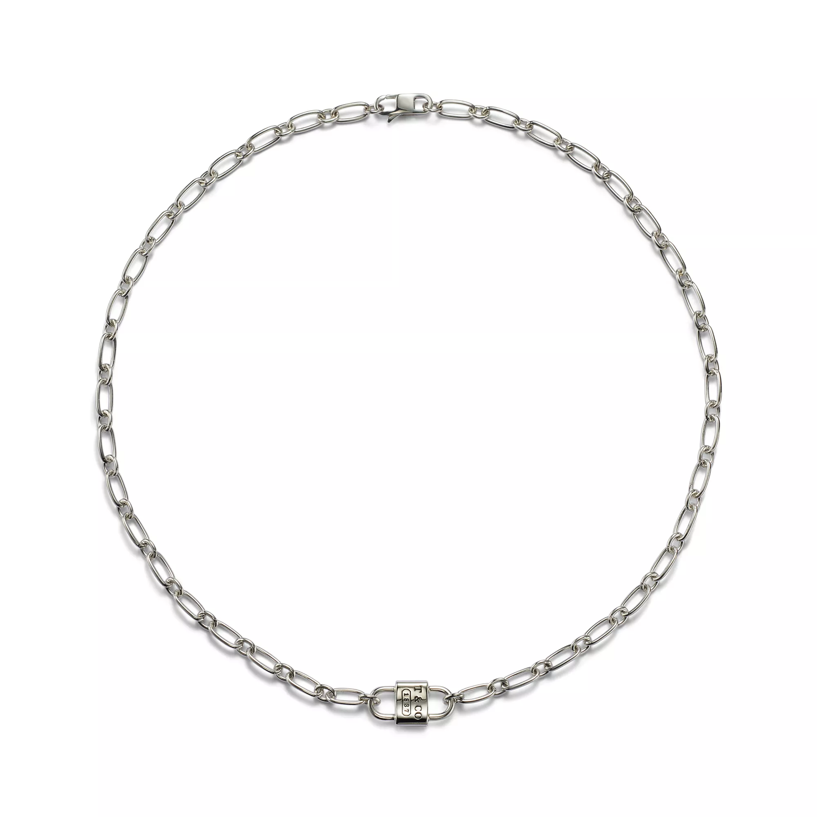 Small Double Lock Necklace in Sterling Silver
