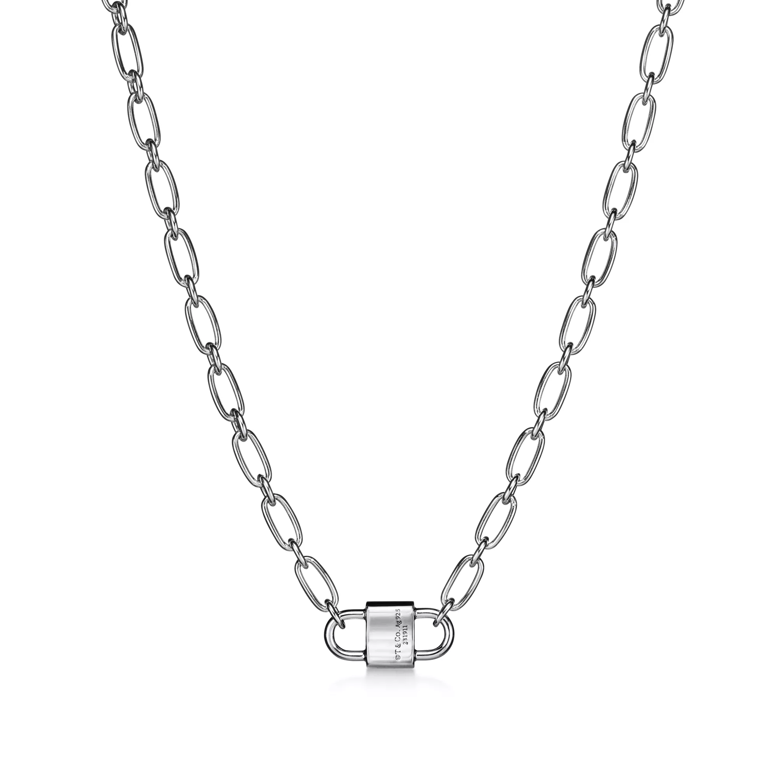 Small Double Lock Necklace in Sterling Silver