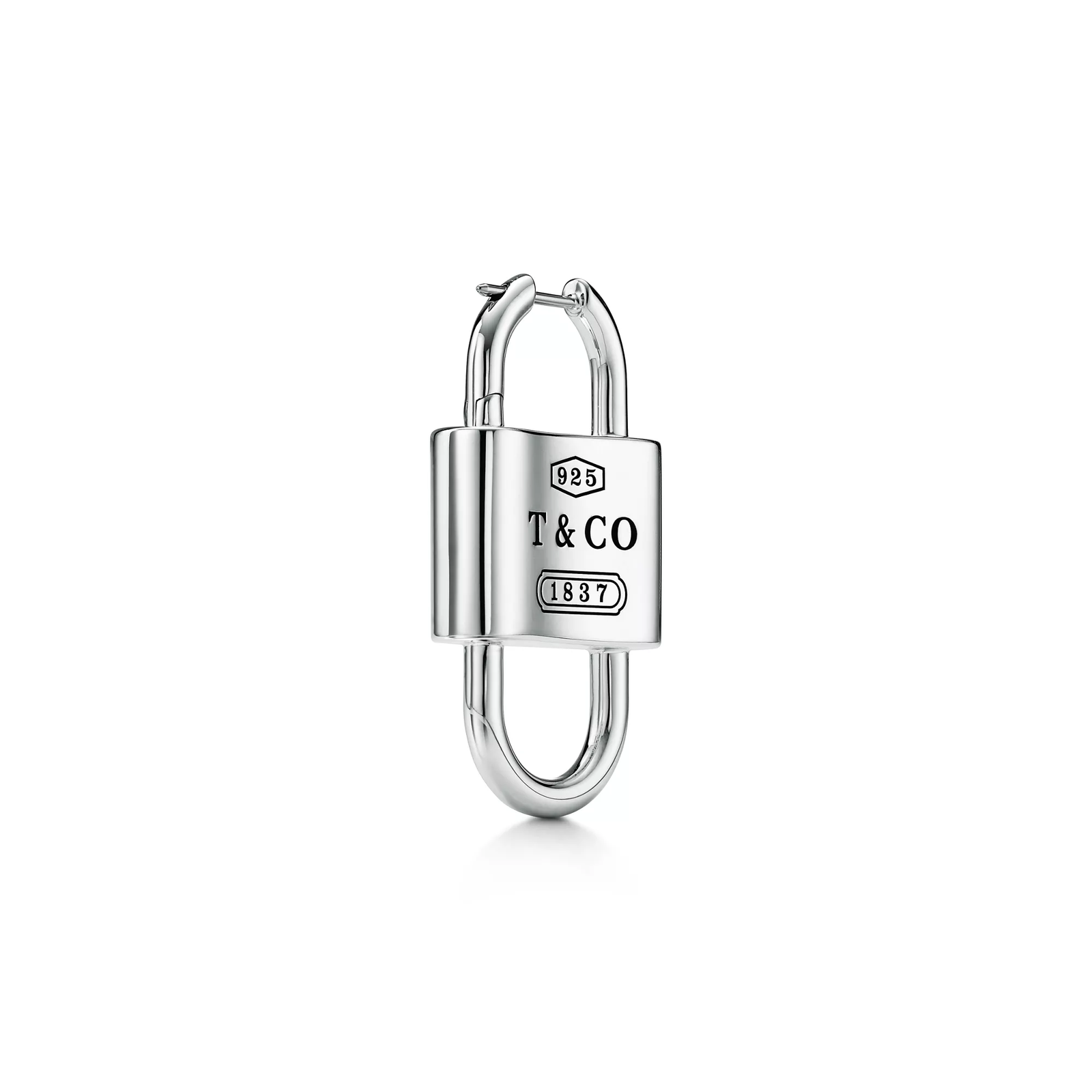 Large Double Lock Drop Earrings in Sterling Silver