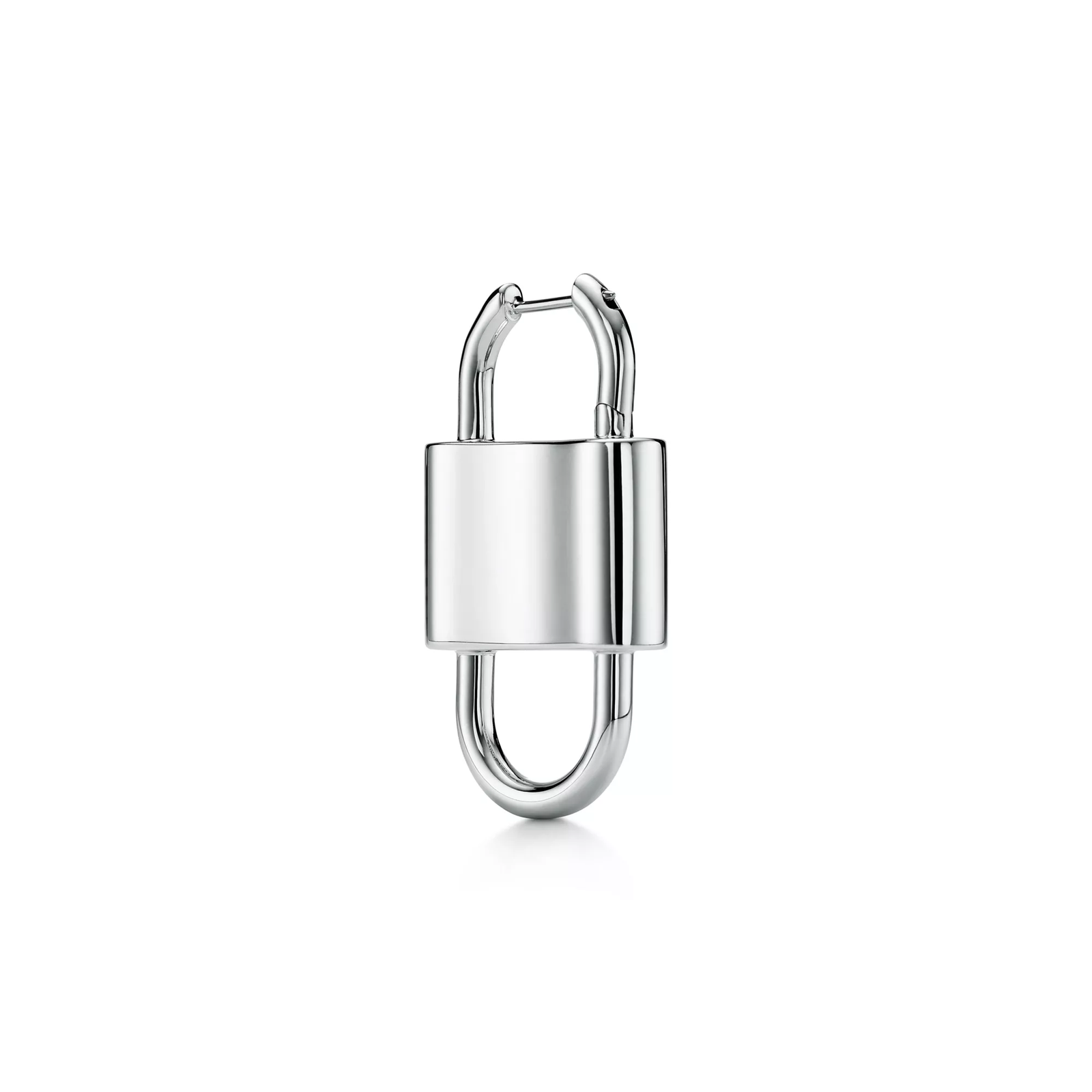 Large Double Lock Drop Earrings in Sterling Silver