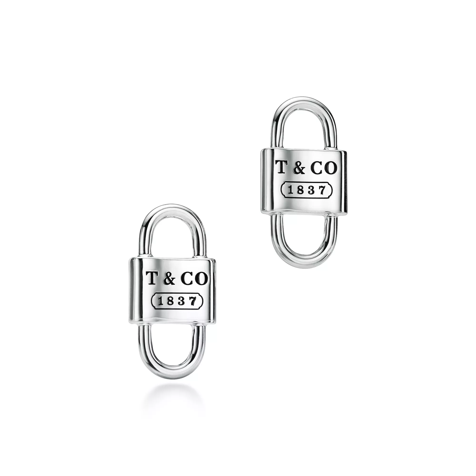 Small Double Lock Stud Earrings in Sterling Silver