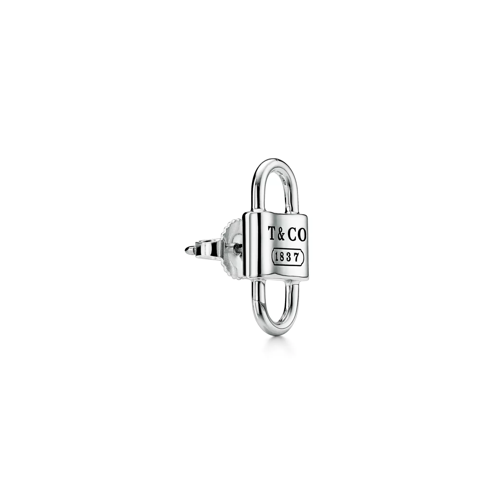Small Double Lock Stud Earrings in Sterling Silver