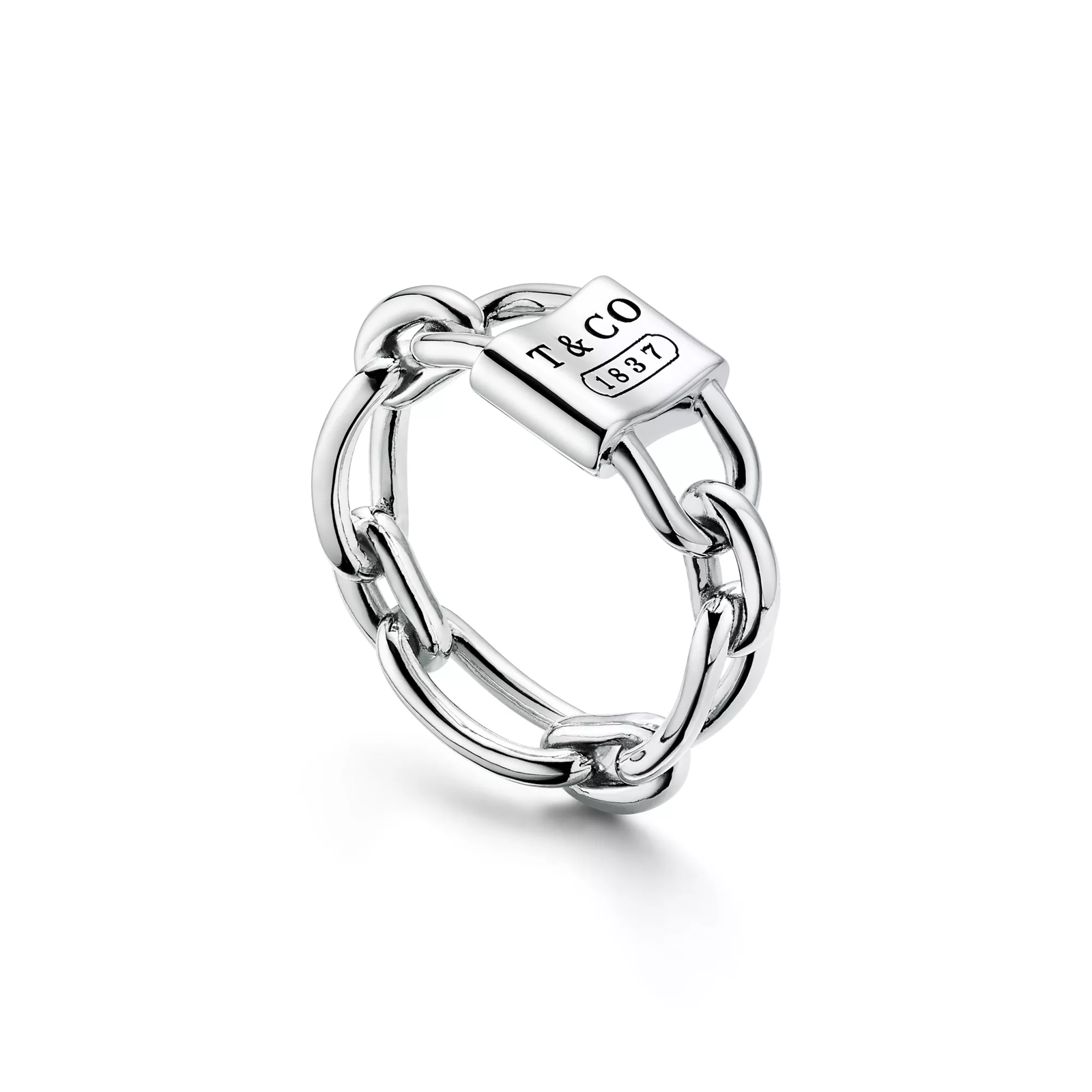 Small Double Lock Ring in Sterling Silver