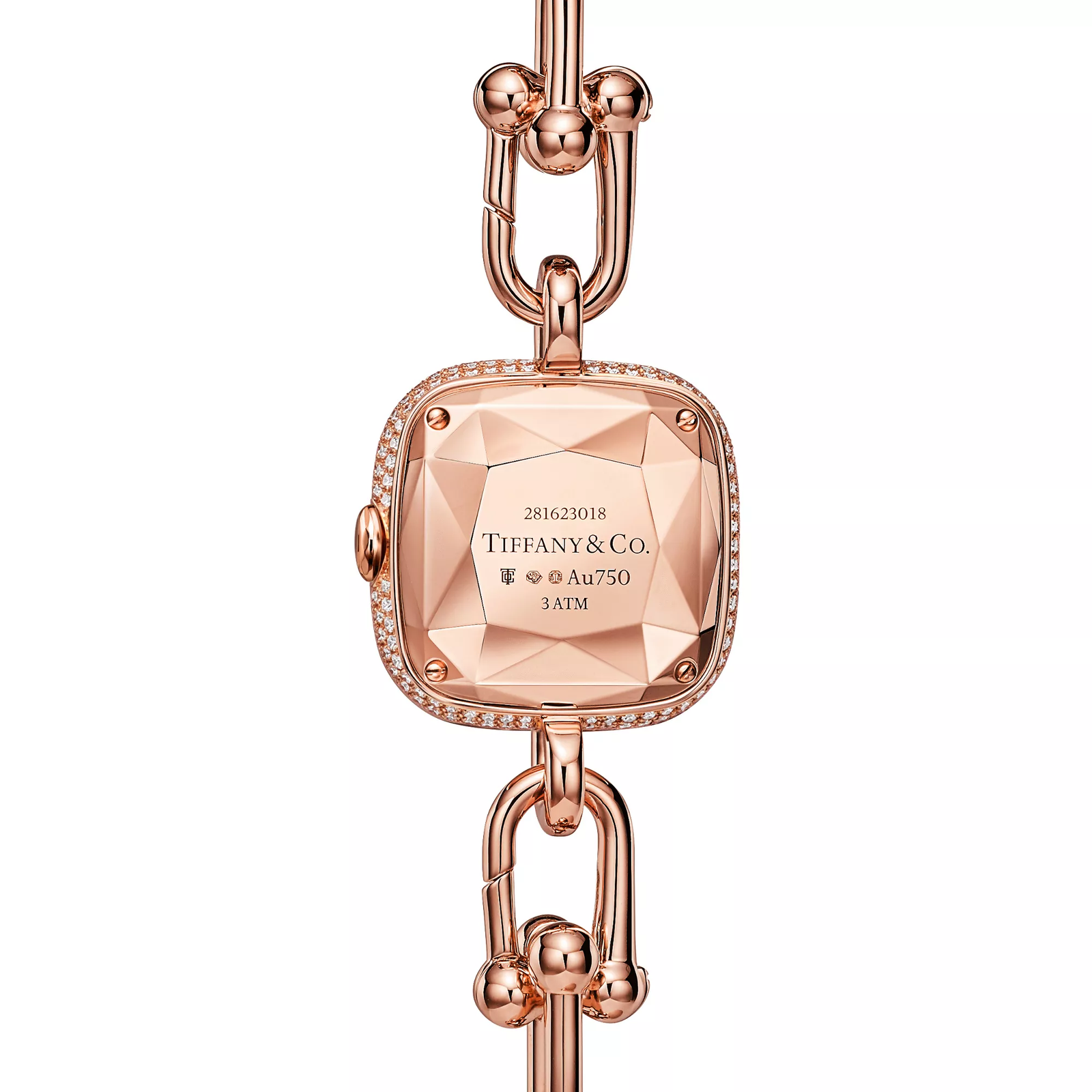 Watch in Rose Gold with Pave Diamonds and Black Lacquer