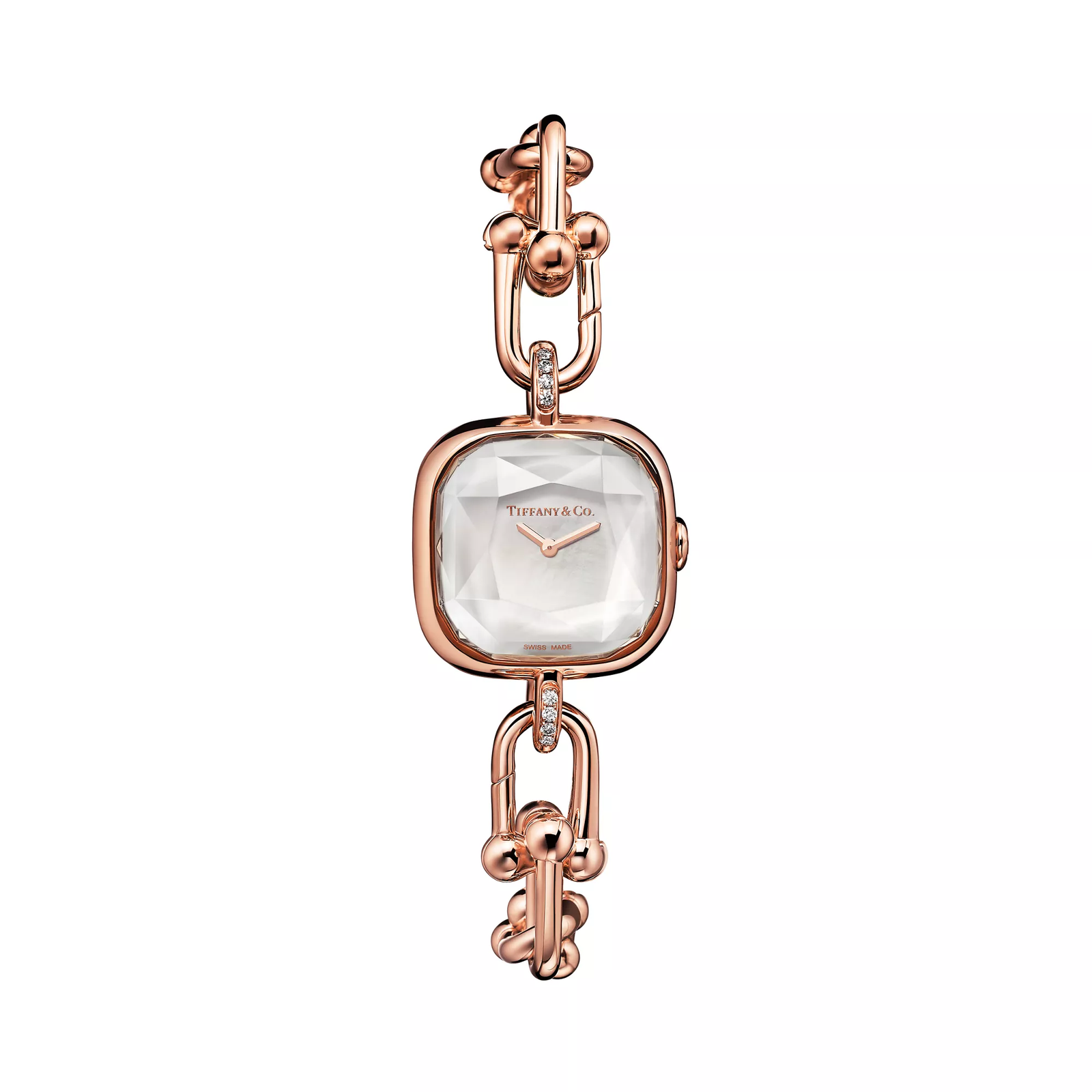 Watch in Rose Gold with Diamonds and White Mother-of-pearl