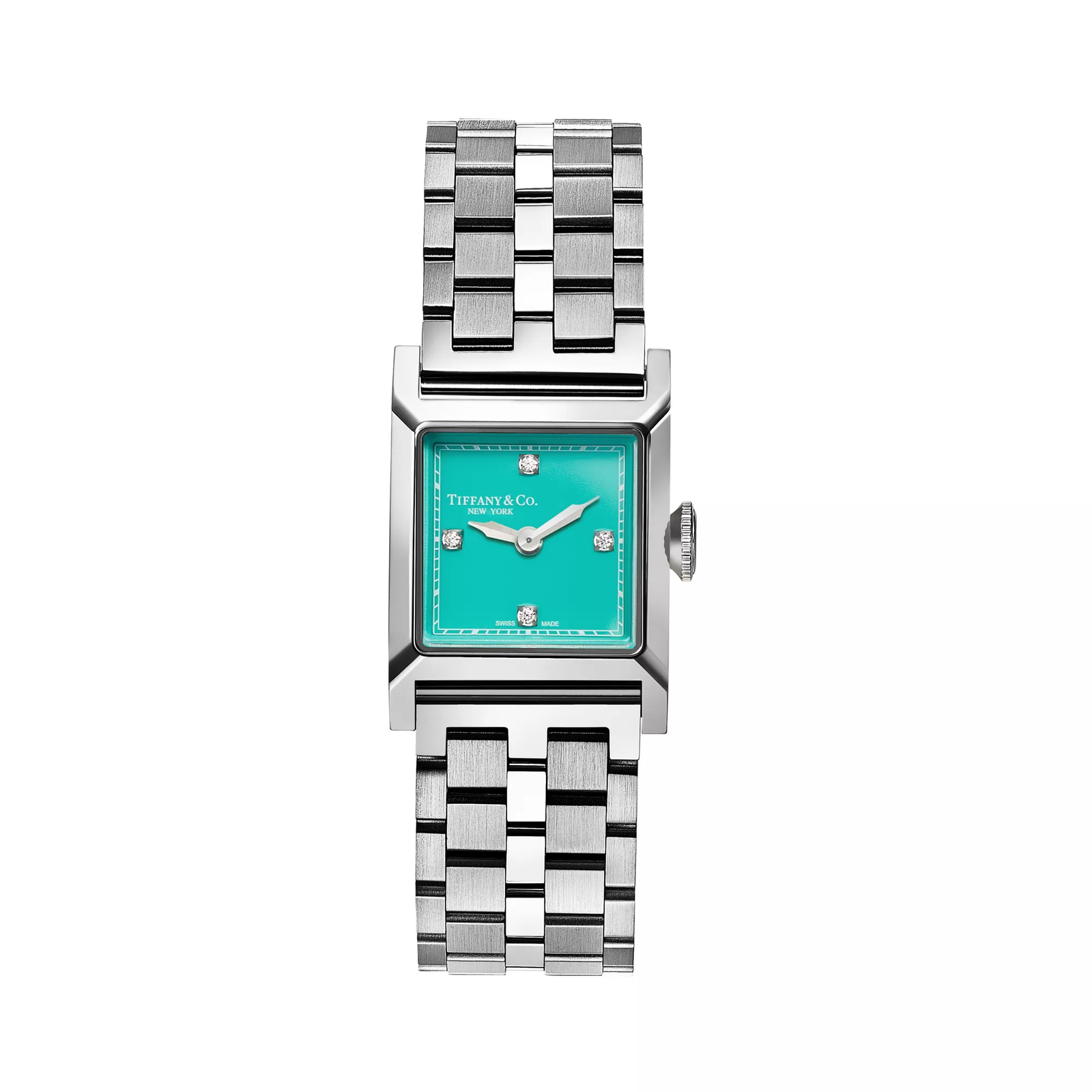 20 mm Watch in Steel with Diamonds & a Tiffany Blue Dial