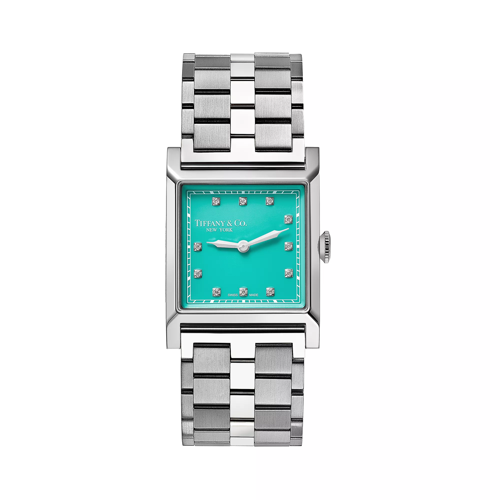 27 mm Watch in Steel with Diamonds & a Tiffany Blue Dial