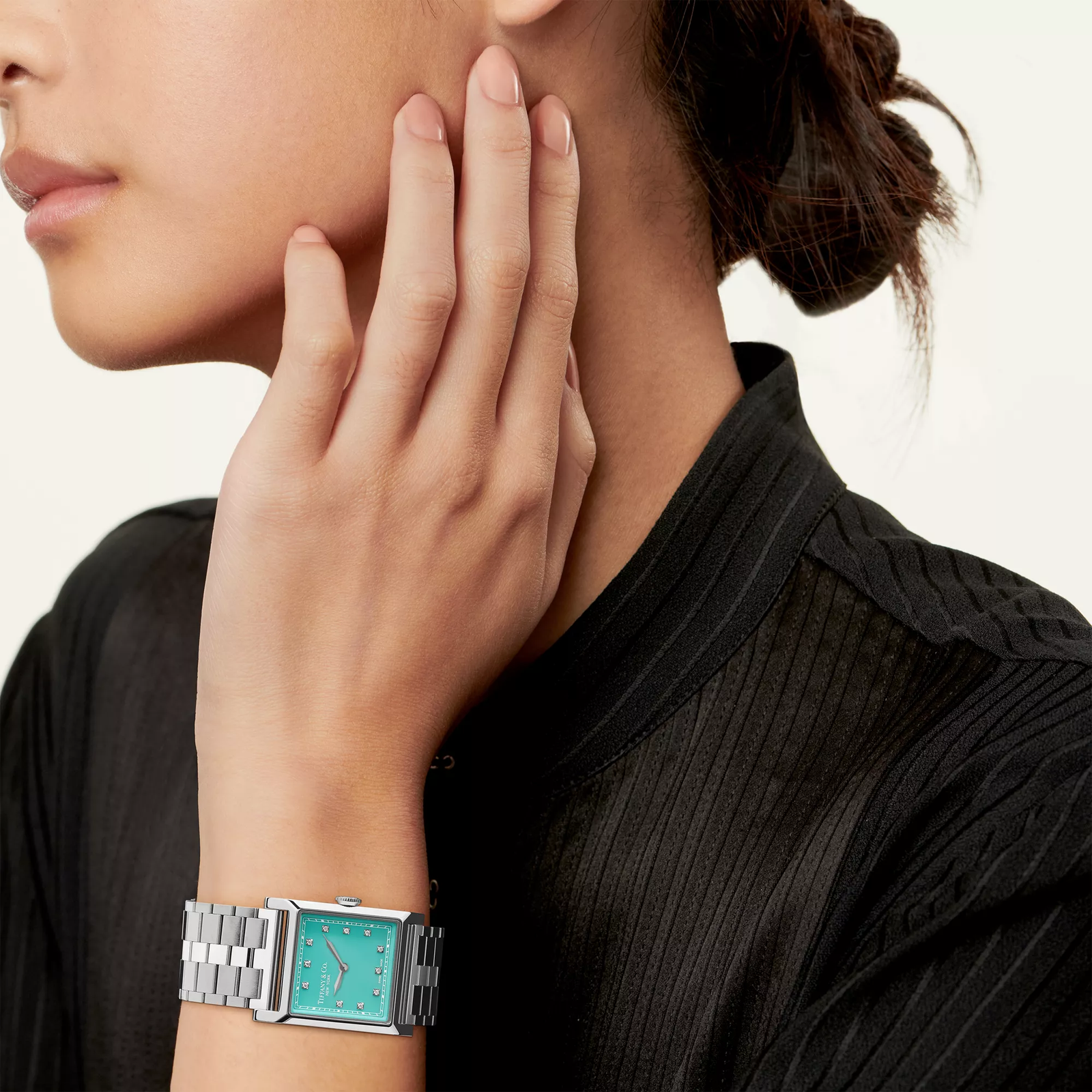 27 mm Watch in Steel with Diamonds & a Tiffany Blue Dial