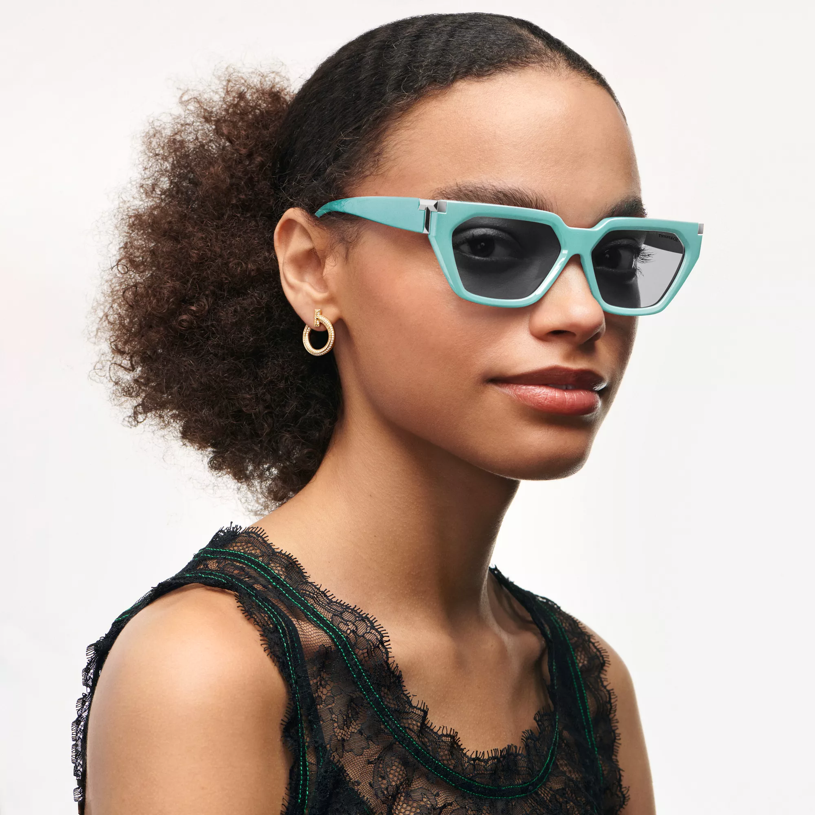 Sunglasses in Tiffany Blue Acetate with Gray Gradient Lenses