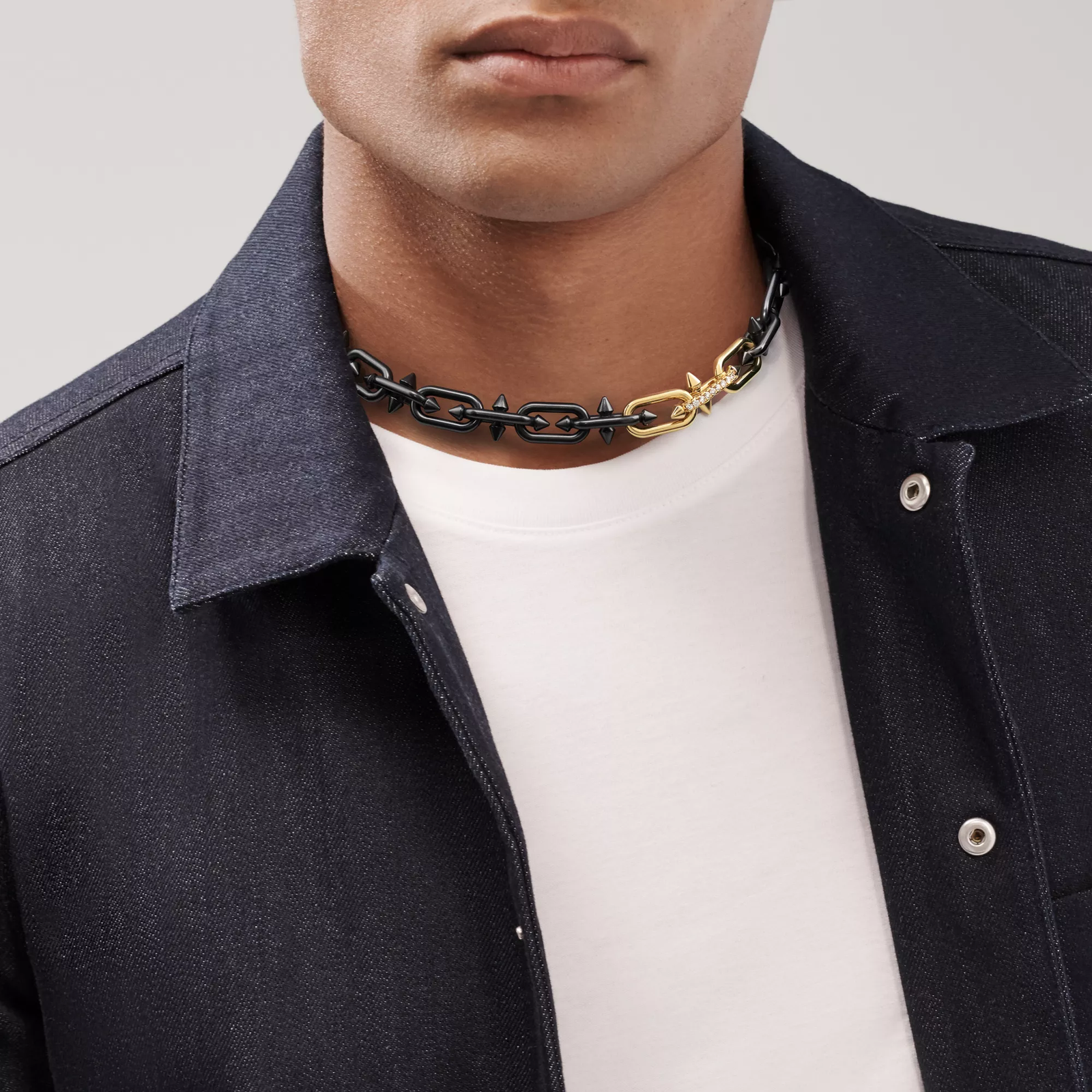 Necklace in Titanium, Gold and Diamonds