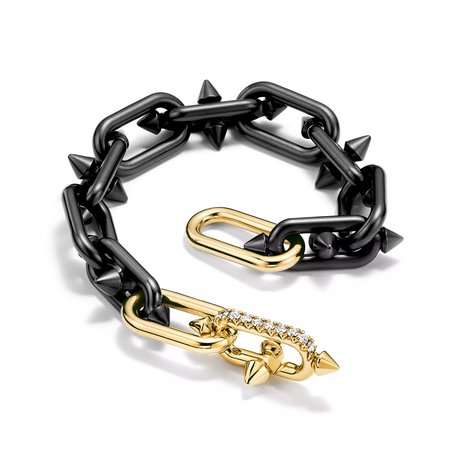 Bracelet in Titanium, Gold and Diamonds