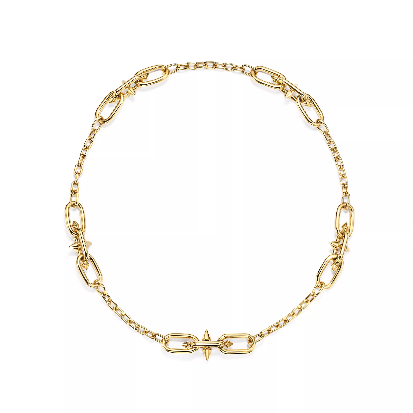 Medium Link Station Necklace in Gold