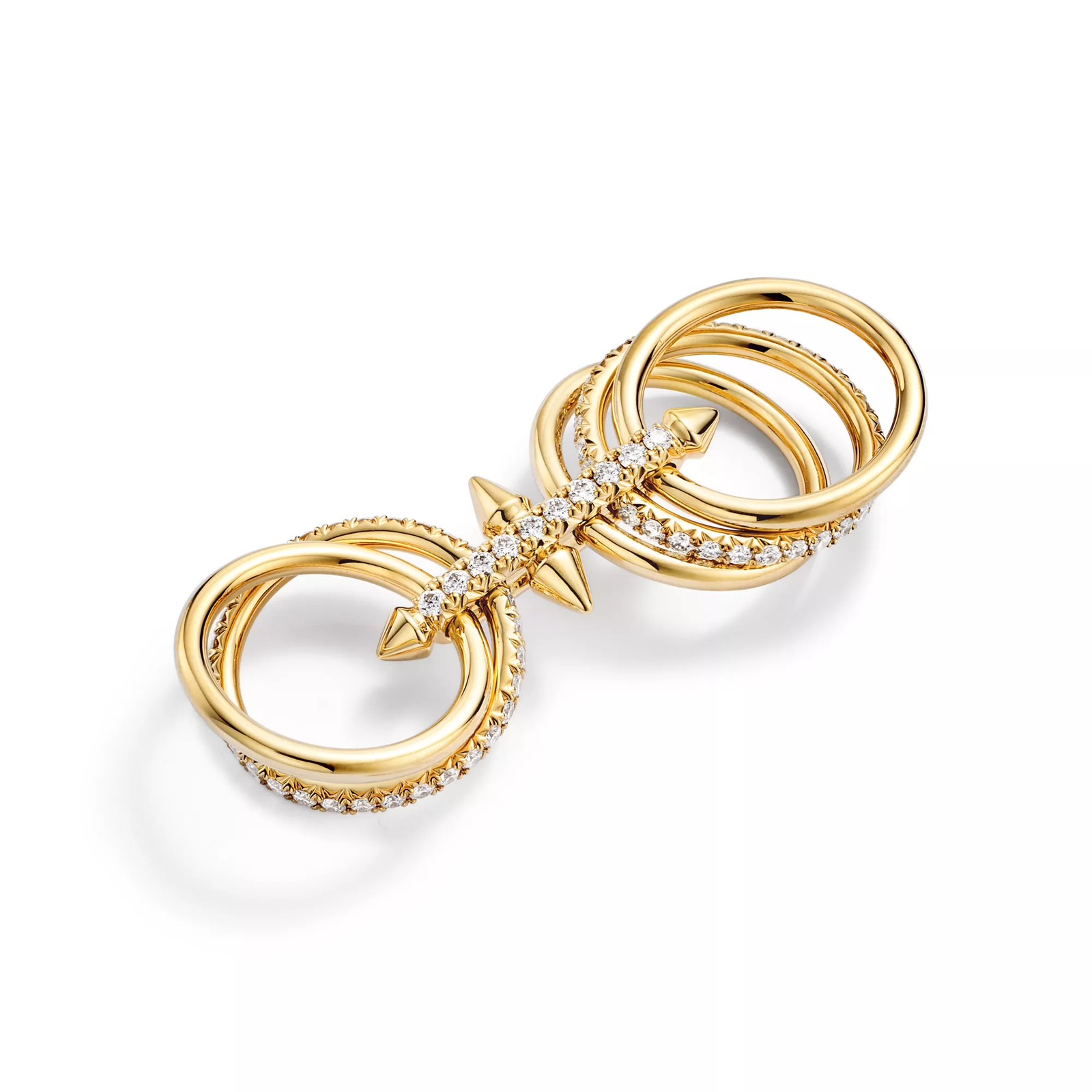Five-row Ring in Gold with Diamonds