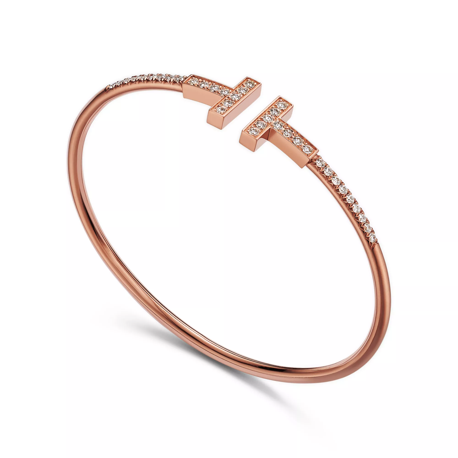 Pave Diamond Wire Bangle in Rose Gold