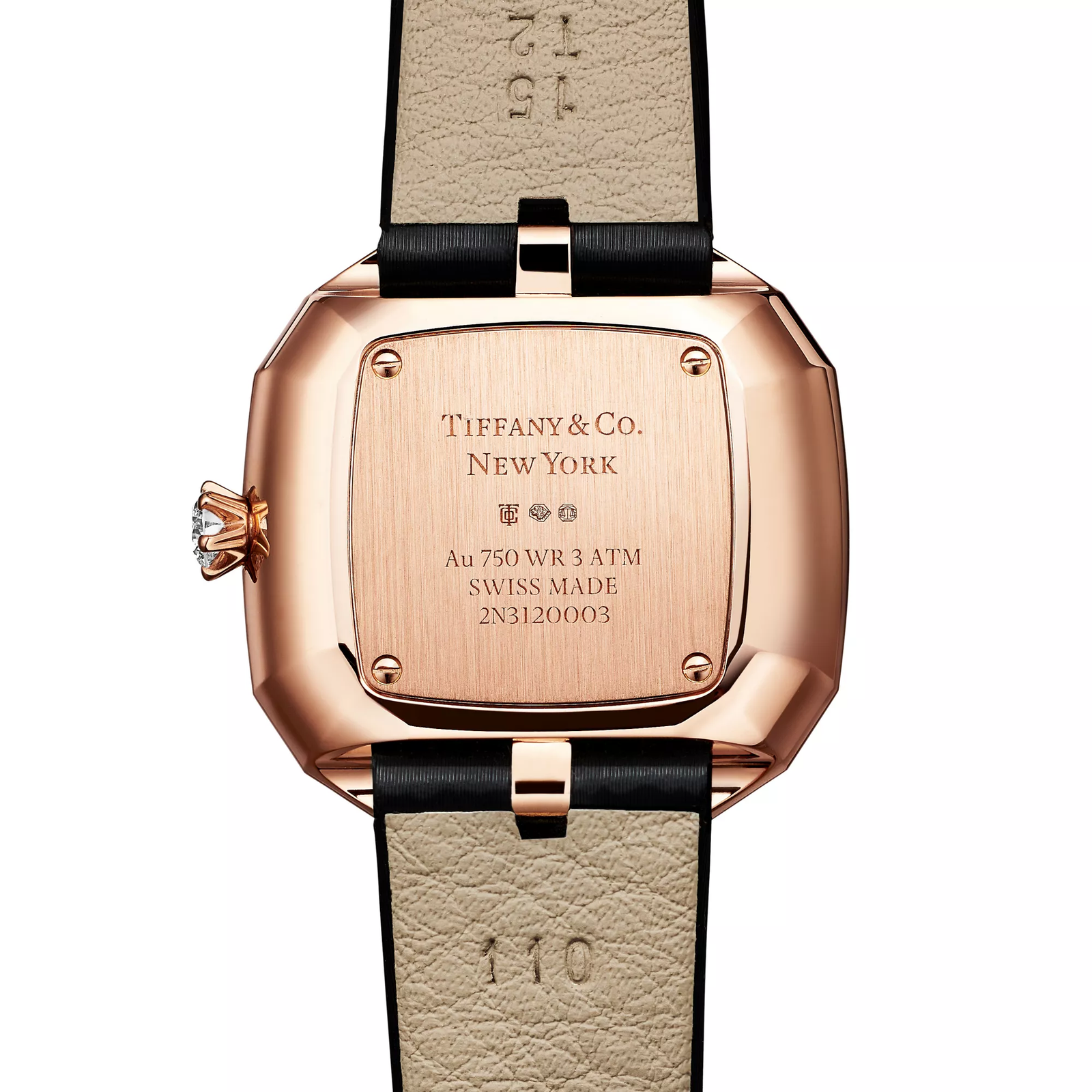 28 MM Cushion-shaped Watch in Rose Gold with Diamonds